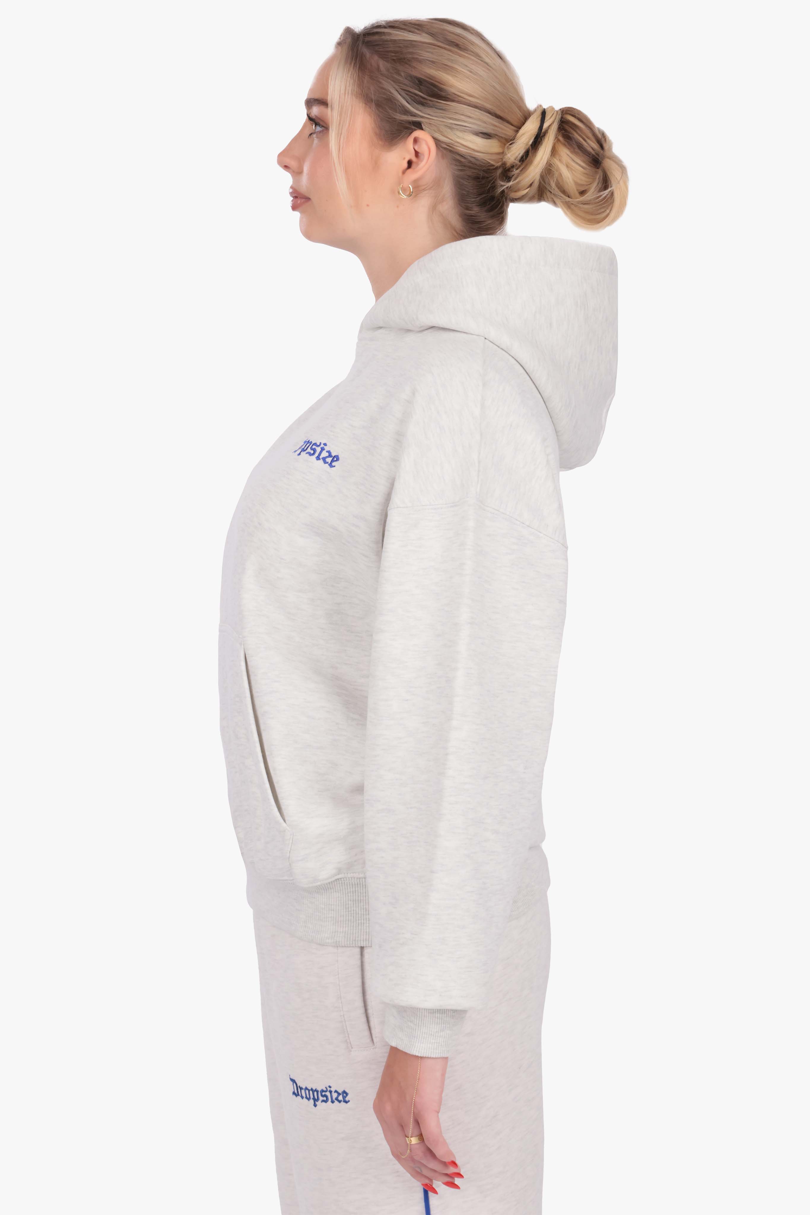 WOMENS BASIC HOODIE GREY MELANGE