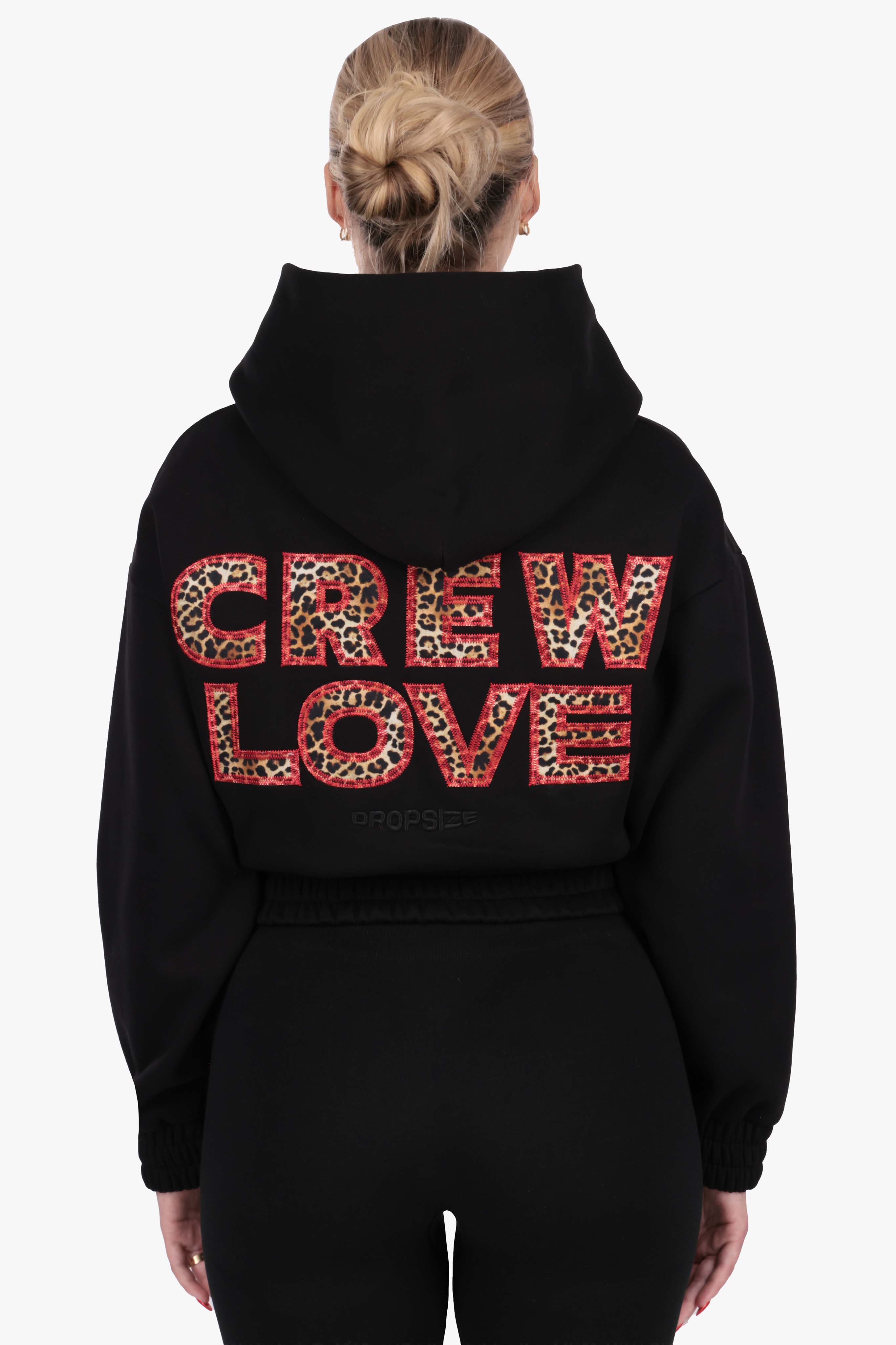 EMBROIDERY PATCH WOMEN HOODIE BLACK