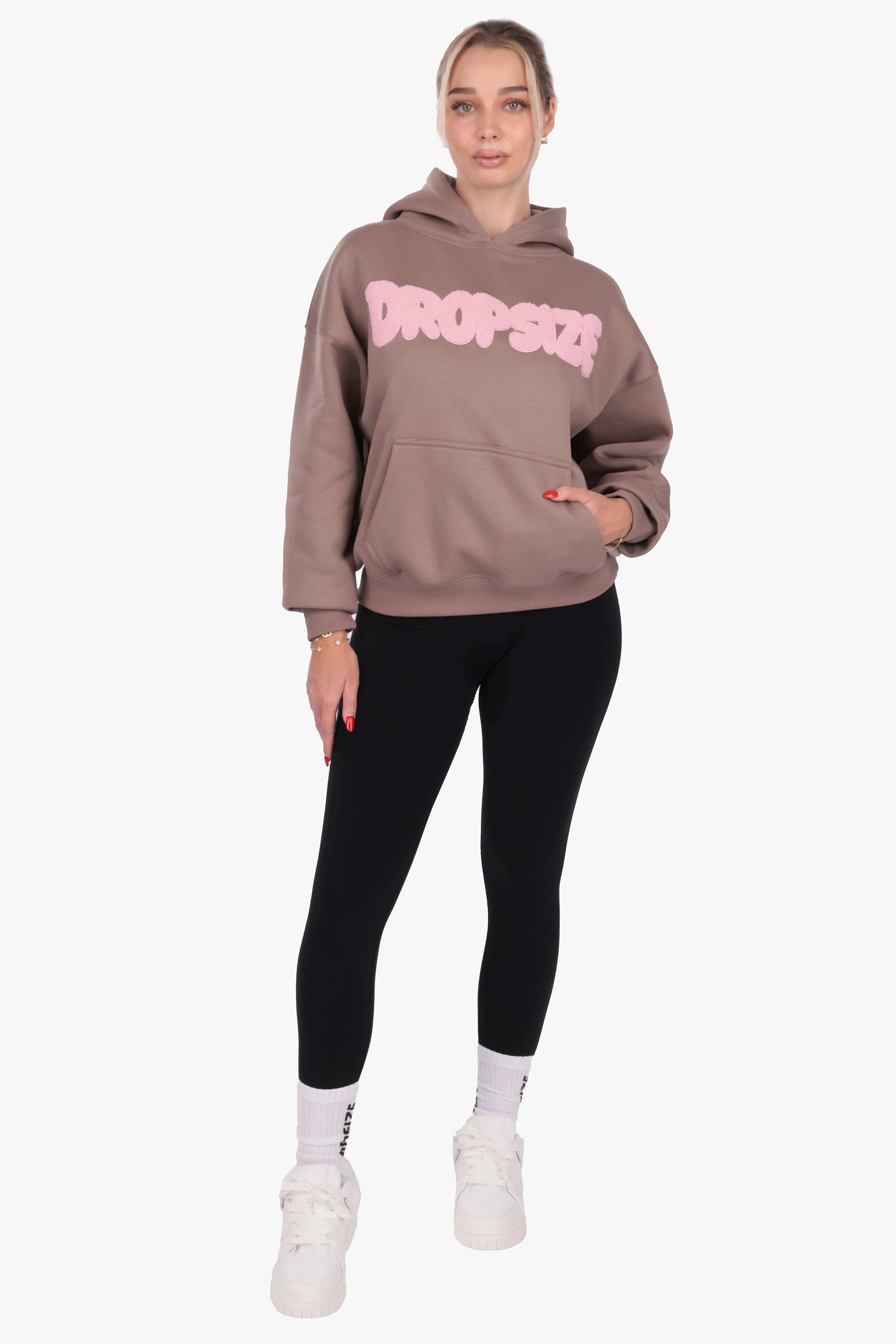 FROTTEE PATCH WOMEN HOODIE TAUPE GREY