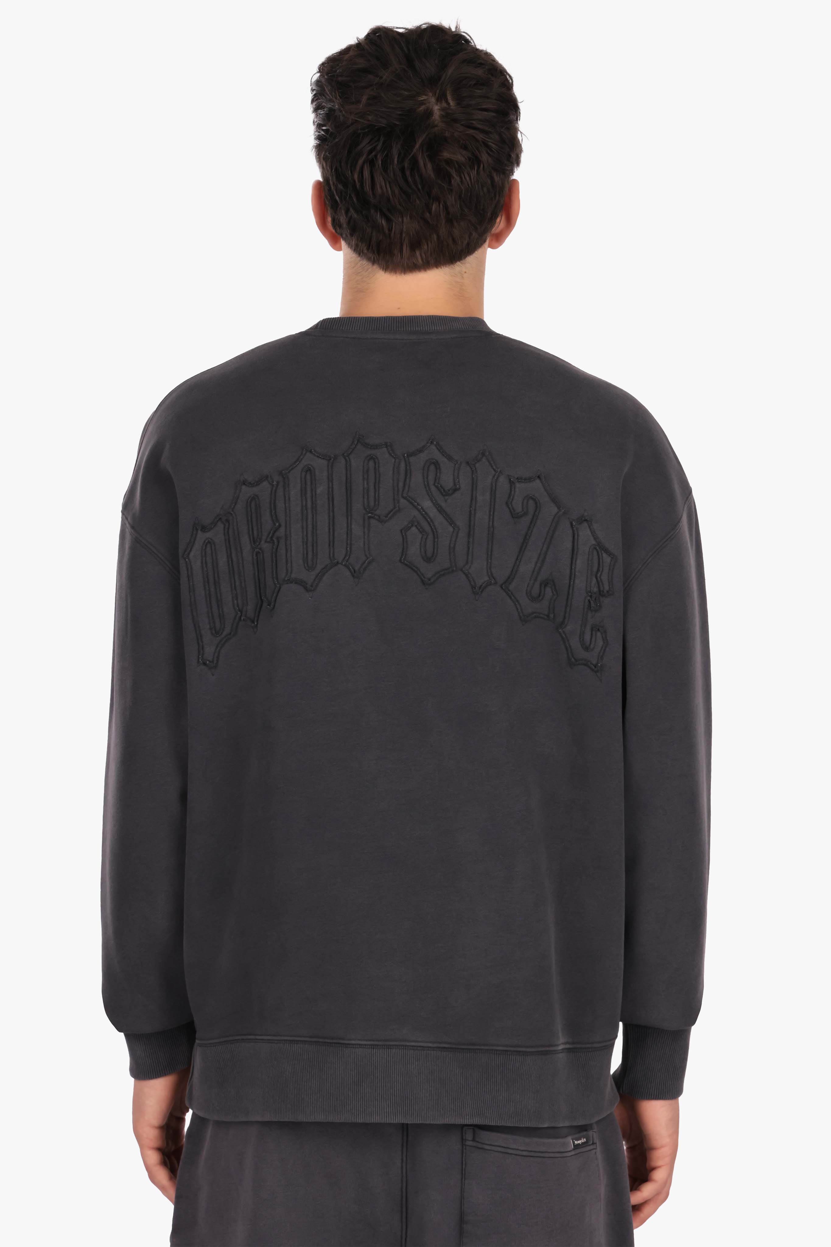 RAW EDGES CREWNECK ACID BLACK