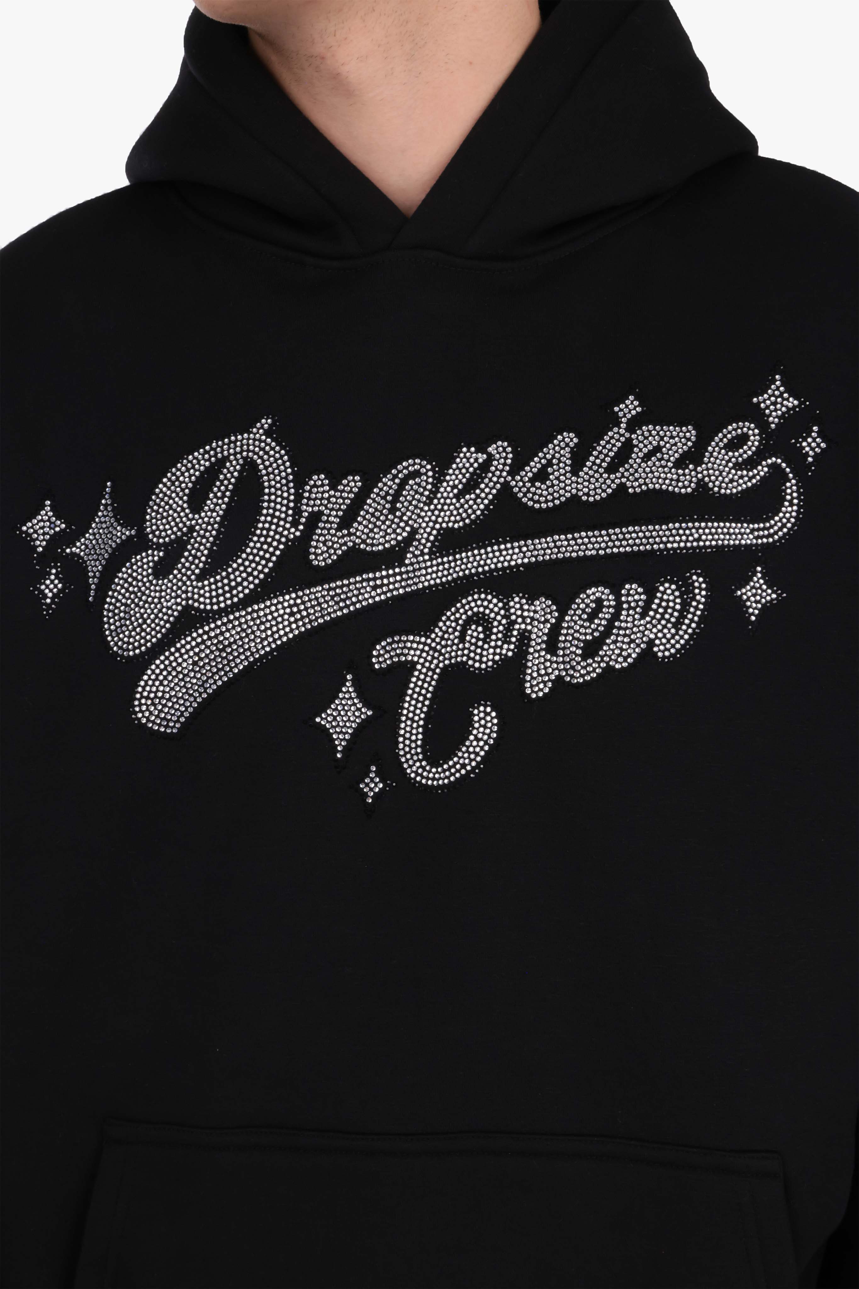 HEAVY OVERSIZE RHINESTONE MOTIV HOODIE BLACK