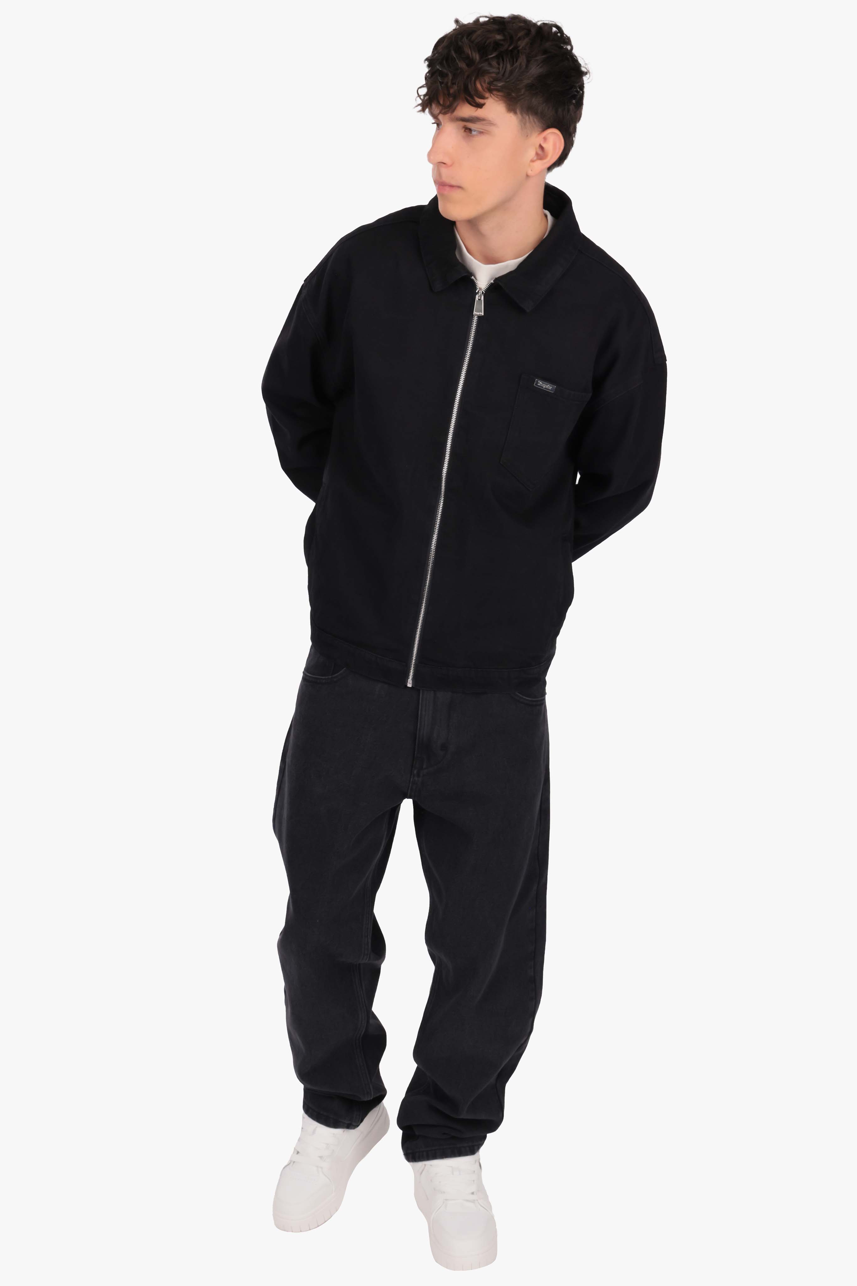 SINGLE POCKET JEANS JACKET BLACK WASHED