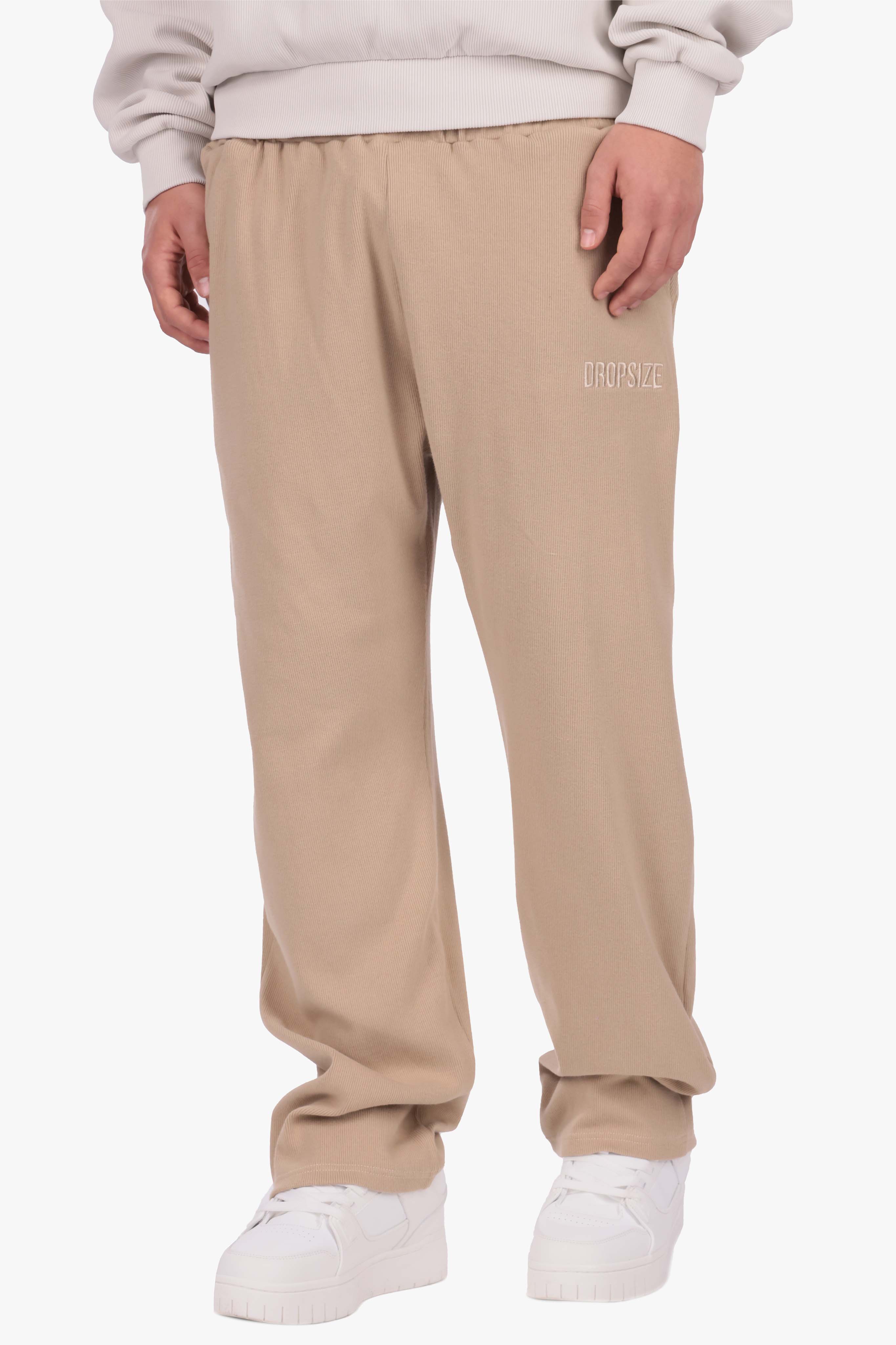 RIB OPEN LEG JOGGER BEIGE