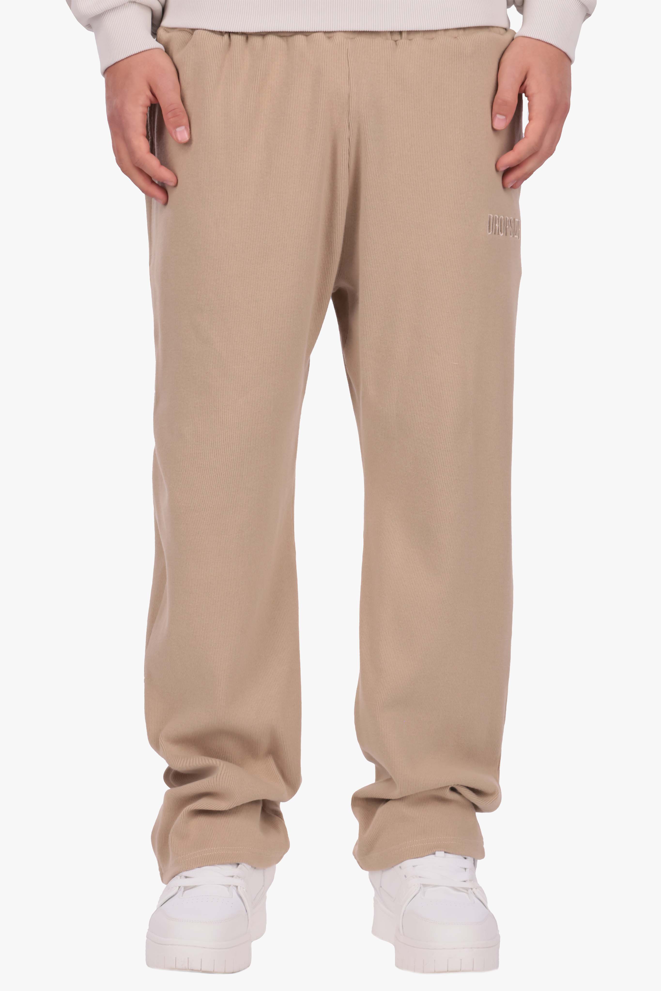 RIB OPEN LEG JOGGER BEIGE