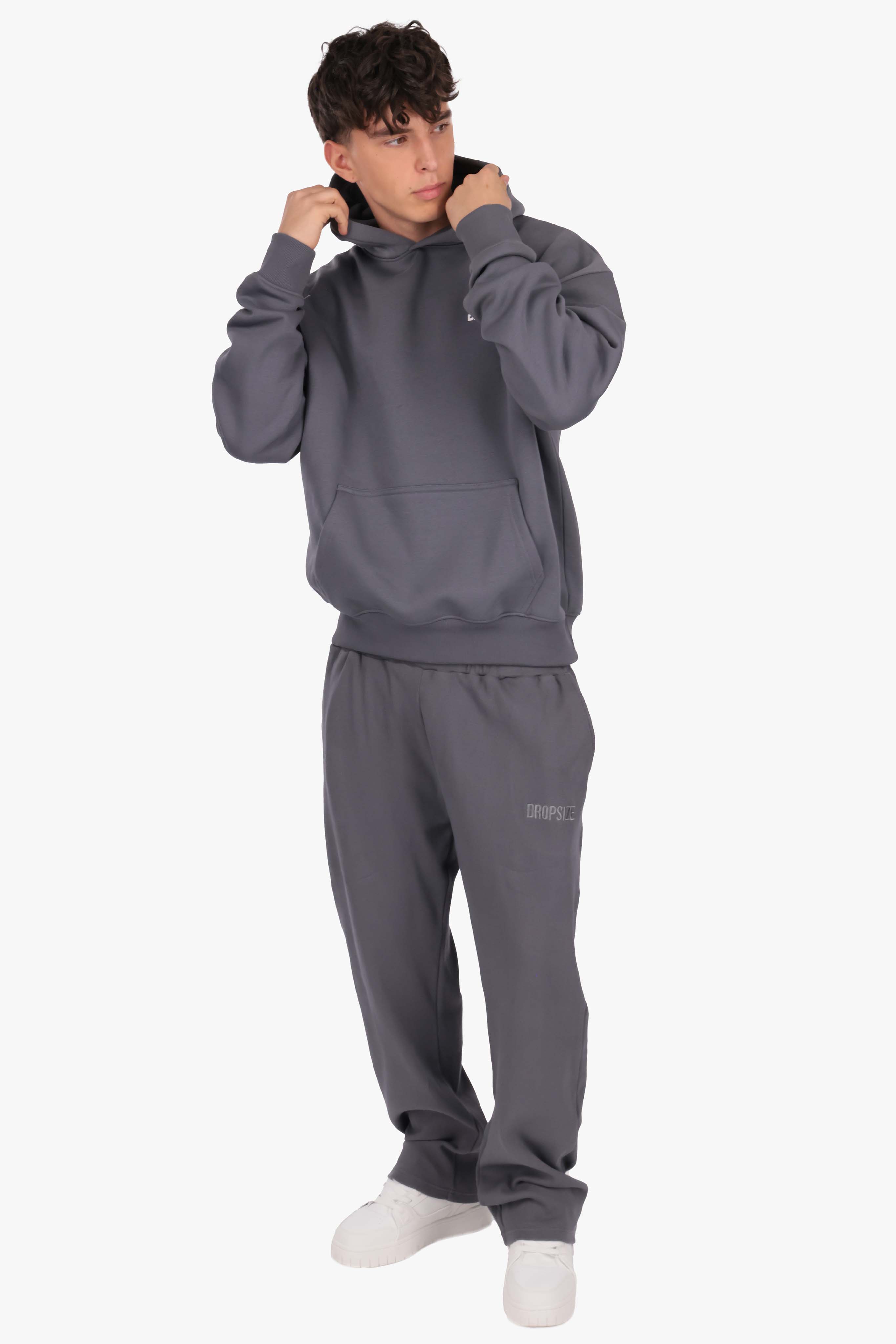RIB OPEN LEG JOGGER STEEL GREY