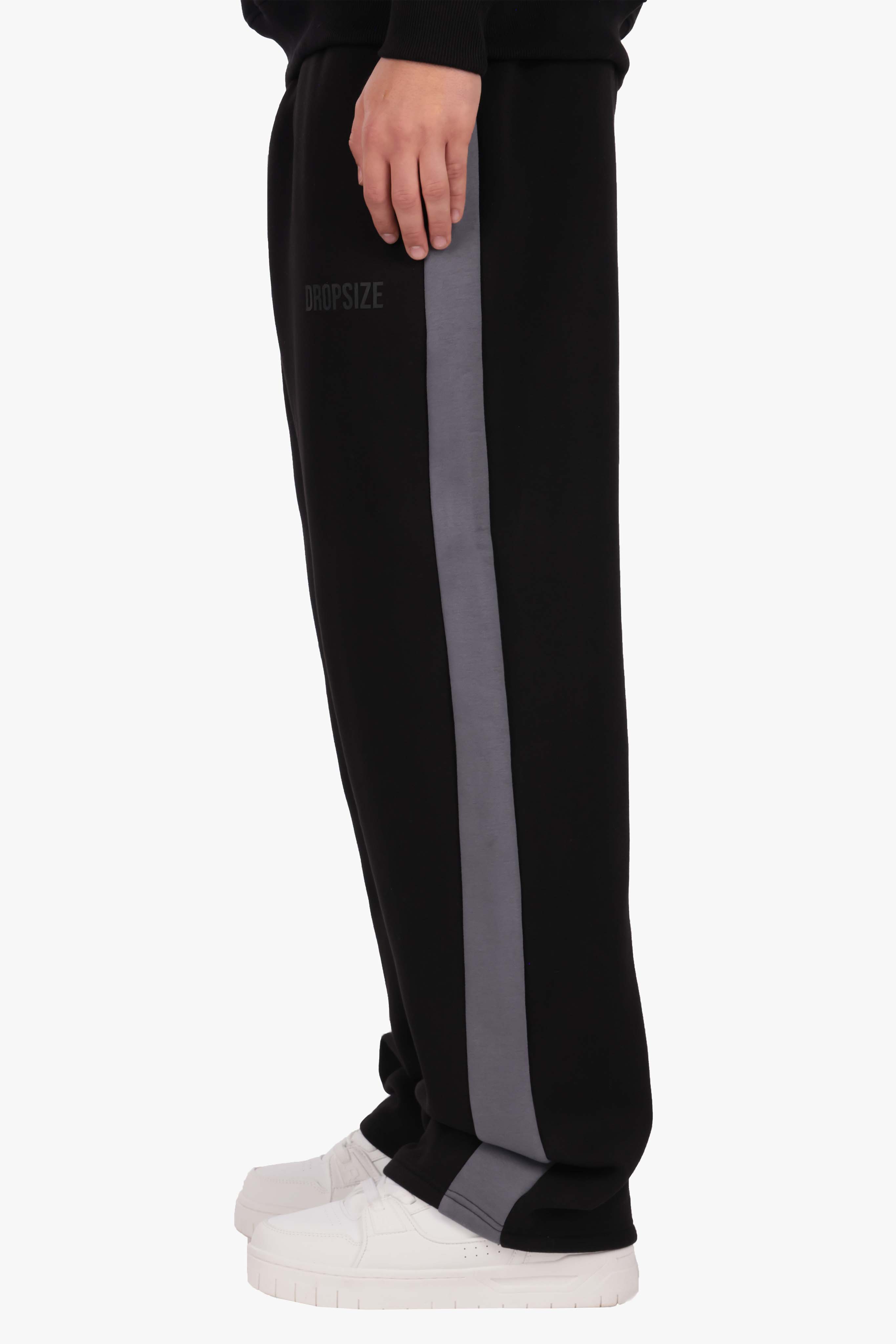 OPEN LEG JOGGER CONTRAST SIDESTRIPE BLACK