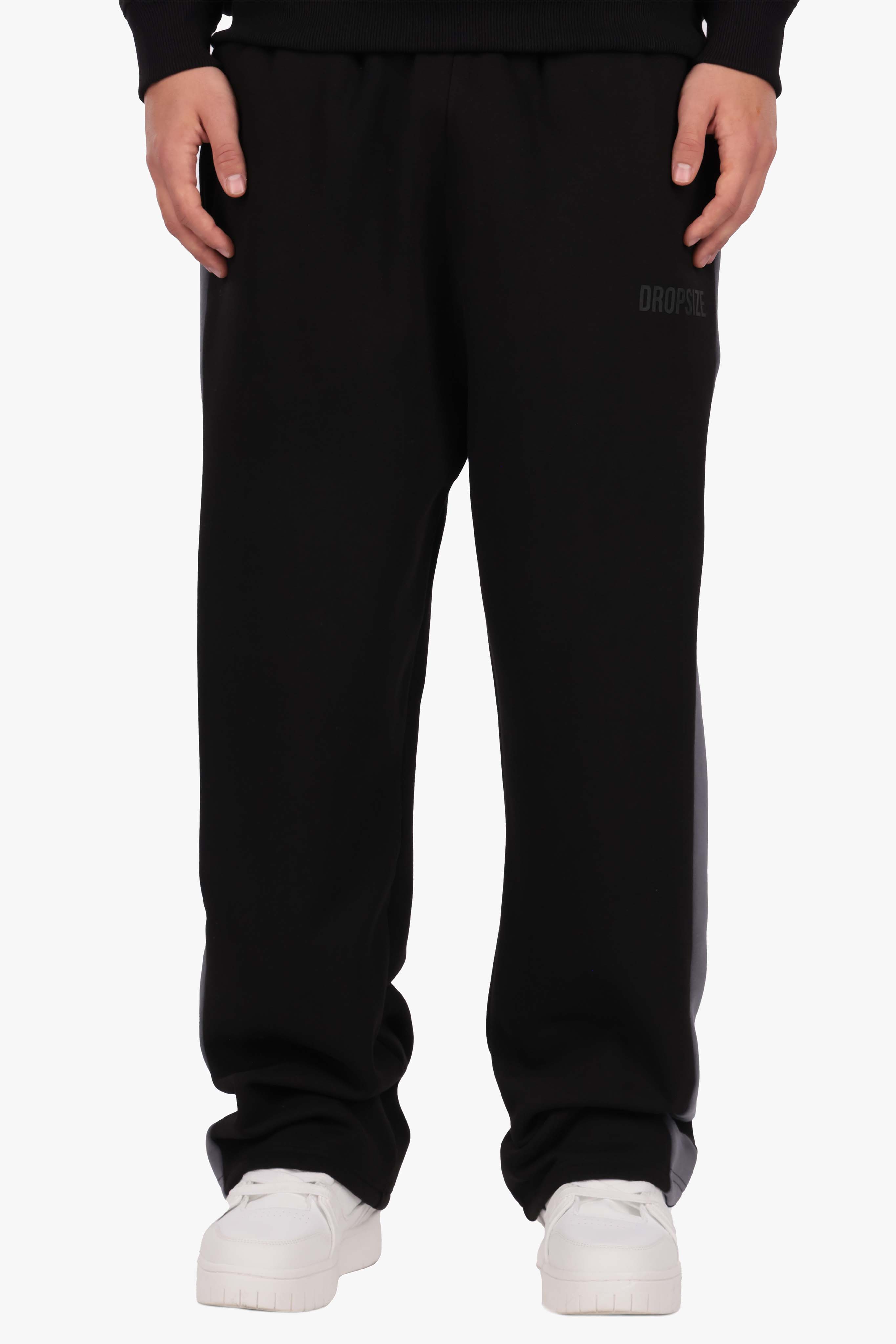 OPEN LEG JOGGER CONTRAST SIDESTRIPE BLACK