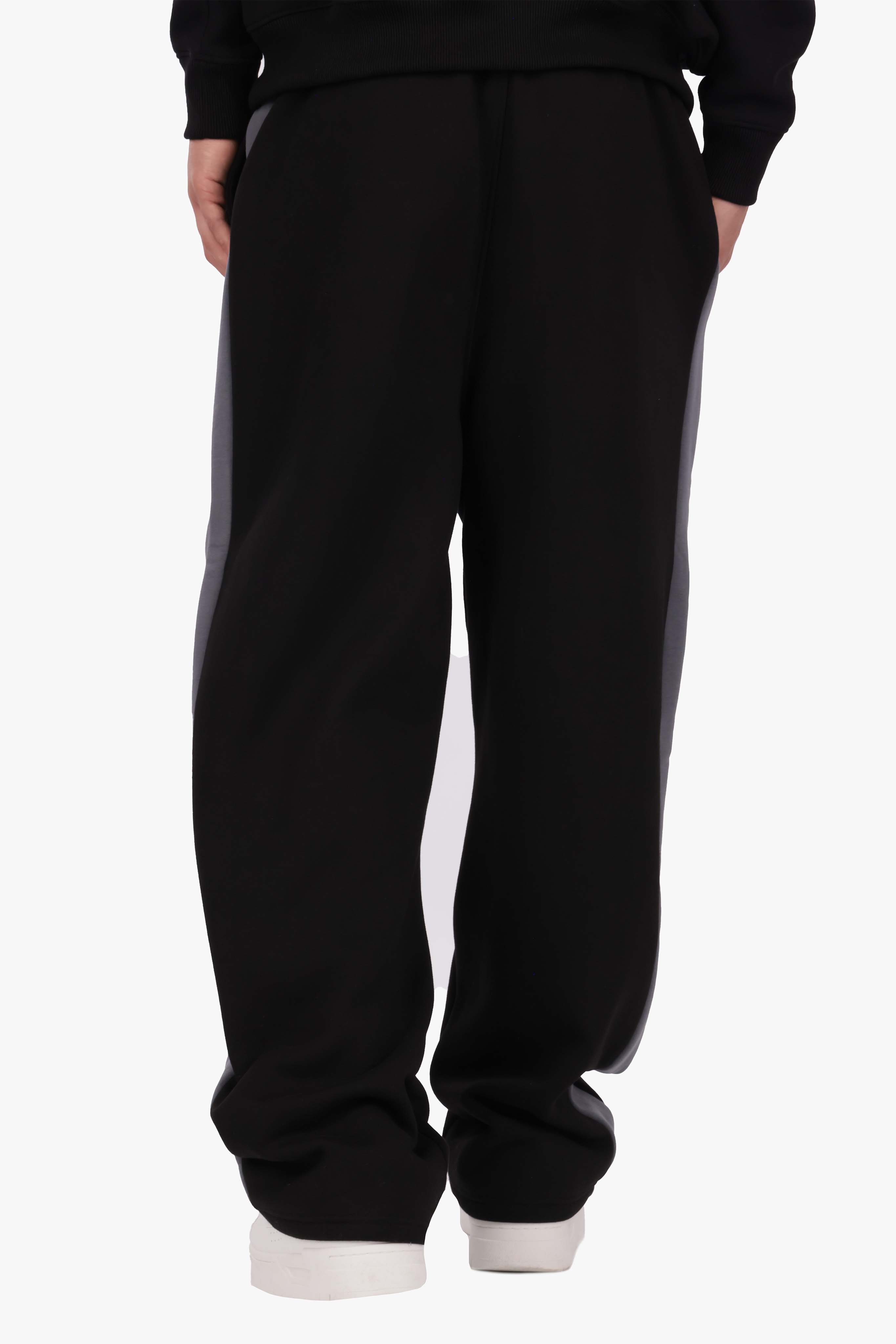 OPEN LEG JOGGER CONTRAST SIDESTRIPE BLACK