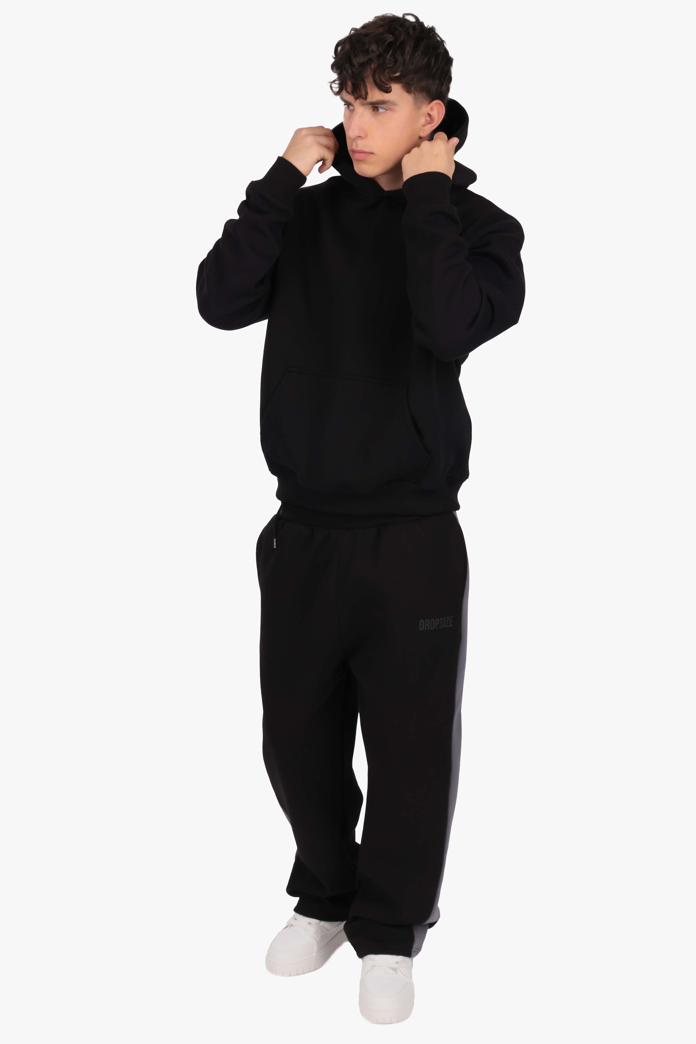 OPEN LEG JOGGER CONTRAST SIDESTRIPE BLACK