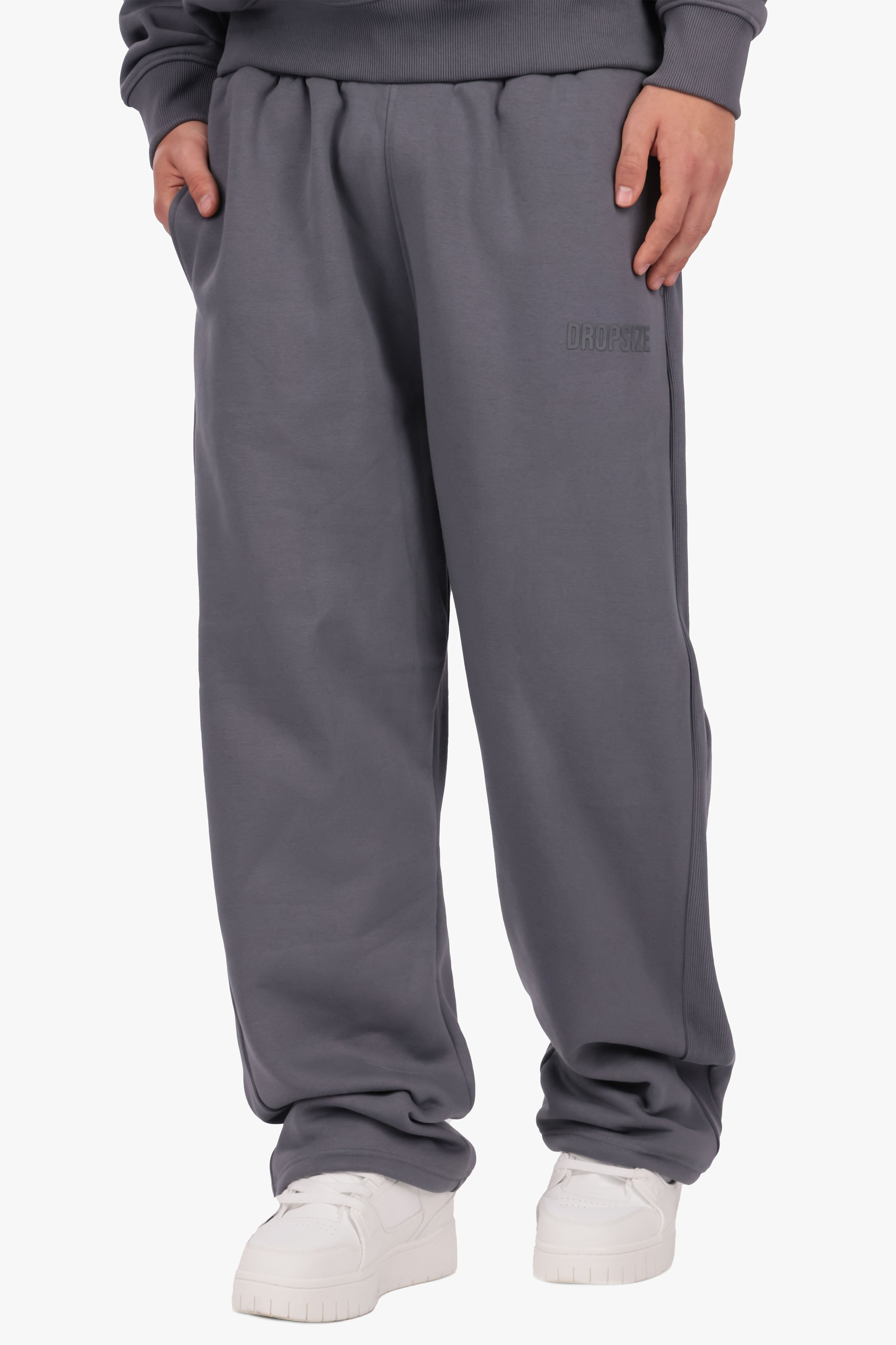 OPEN LEG JOGGER CONTRAST SIDESTRIPE STEEL GREY