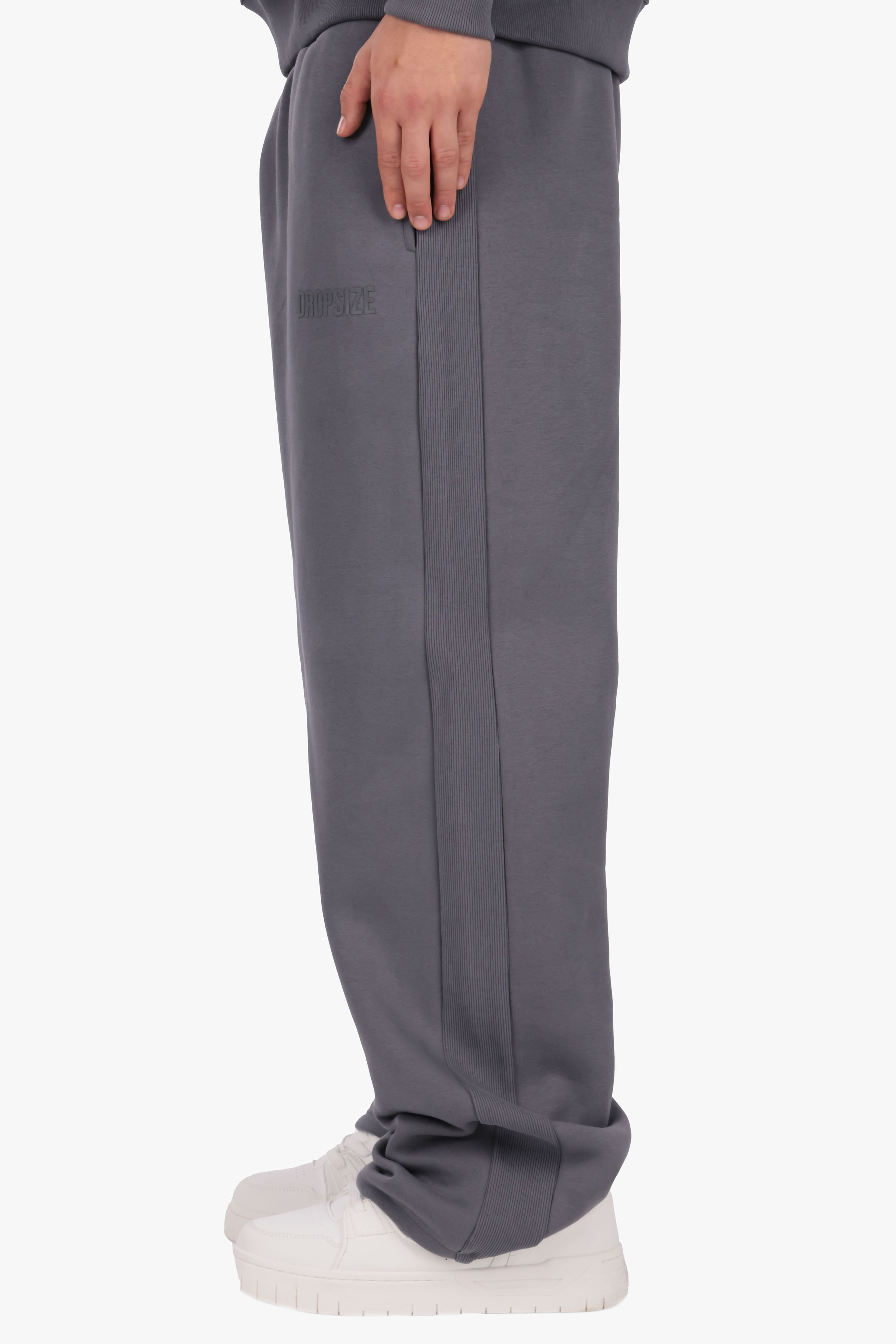 OPEN LEG JOGGER CONTRAST SIDESTRIPE STEEL GREY