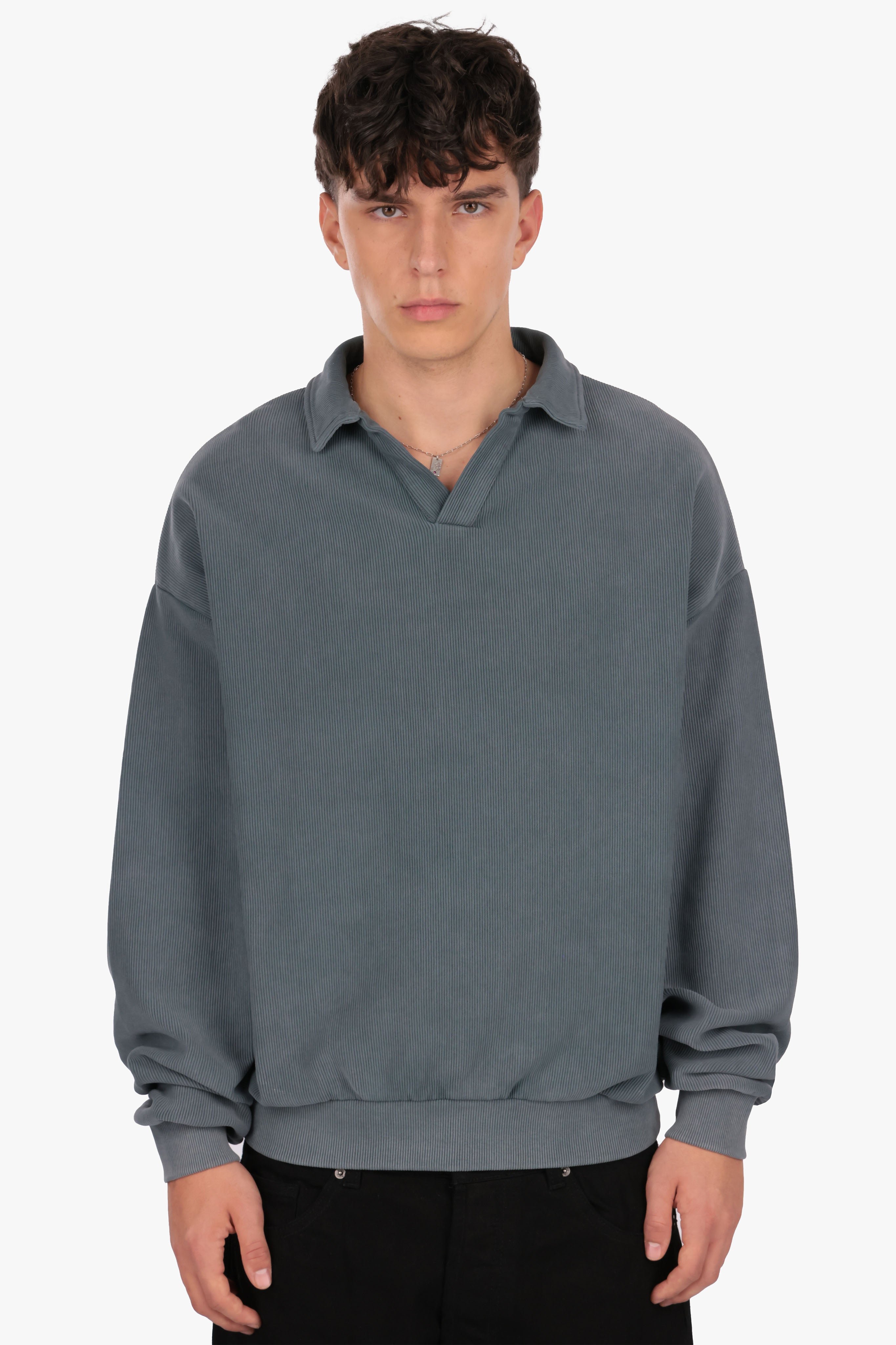 STRUCTURED POLOSHIRT ACID GREY