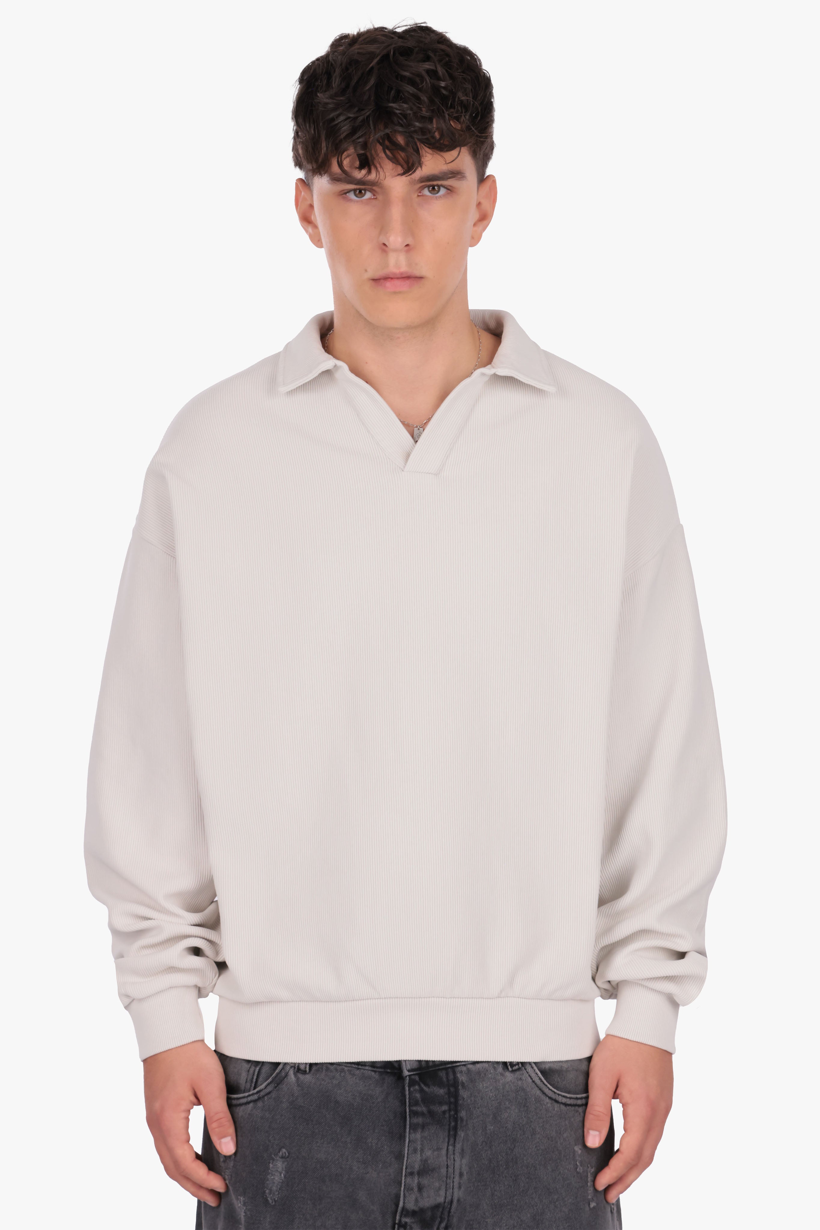 STRUCTURED POLOSHIRT ACID LIGHT GREY