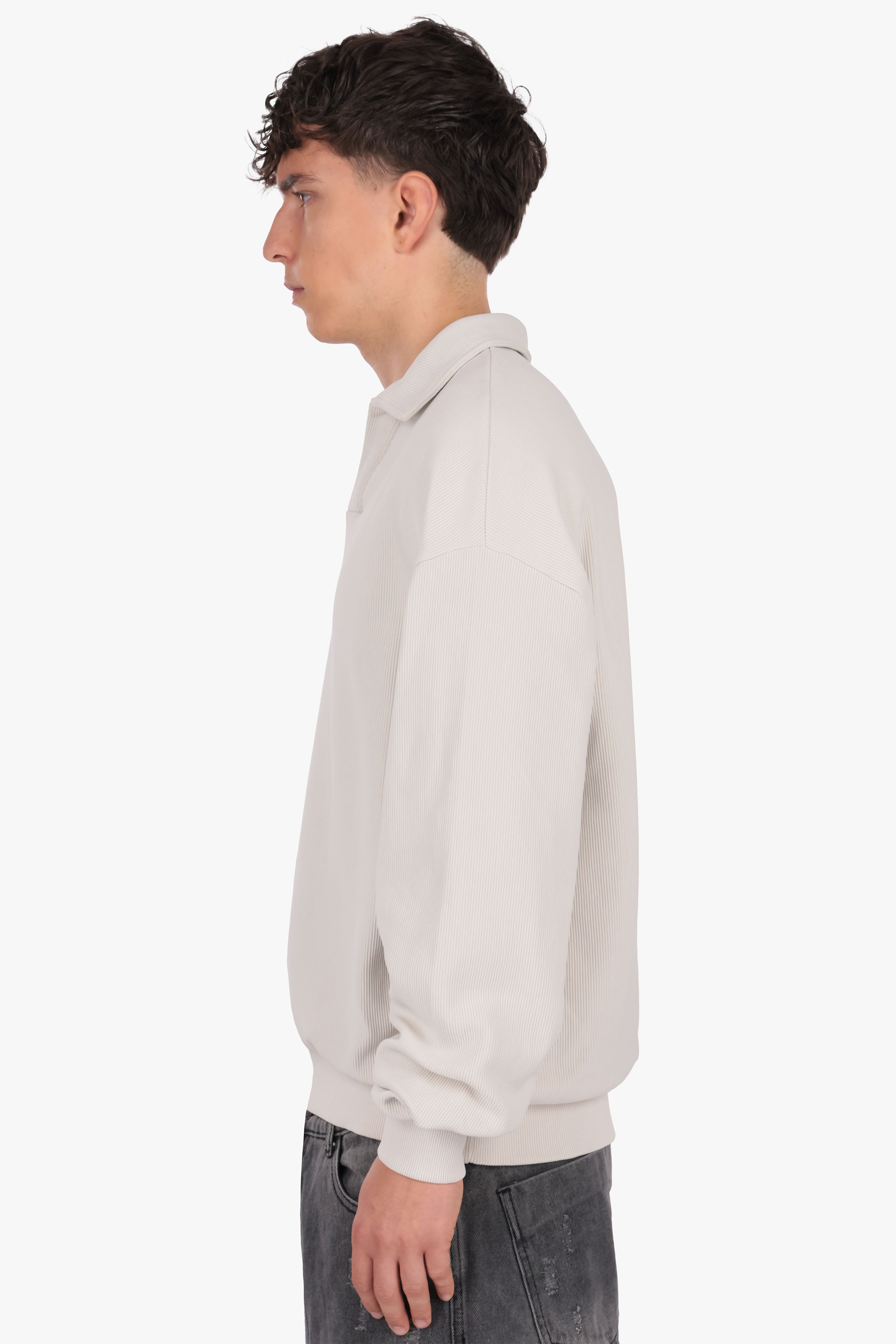 STRUCTURED POLOSHIRT ACID LIGHT GREY