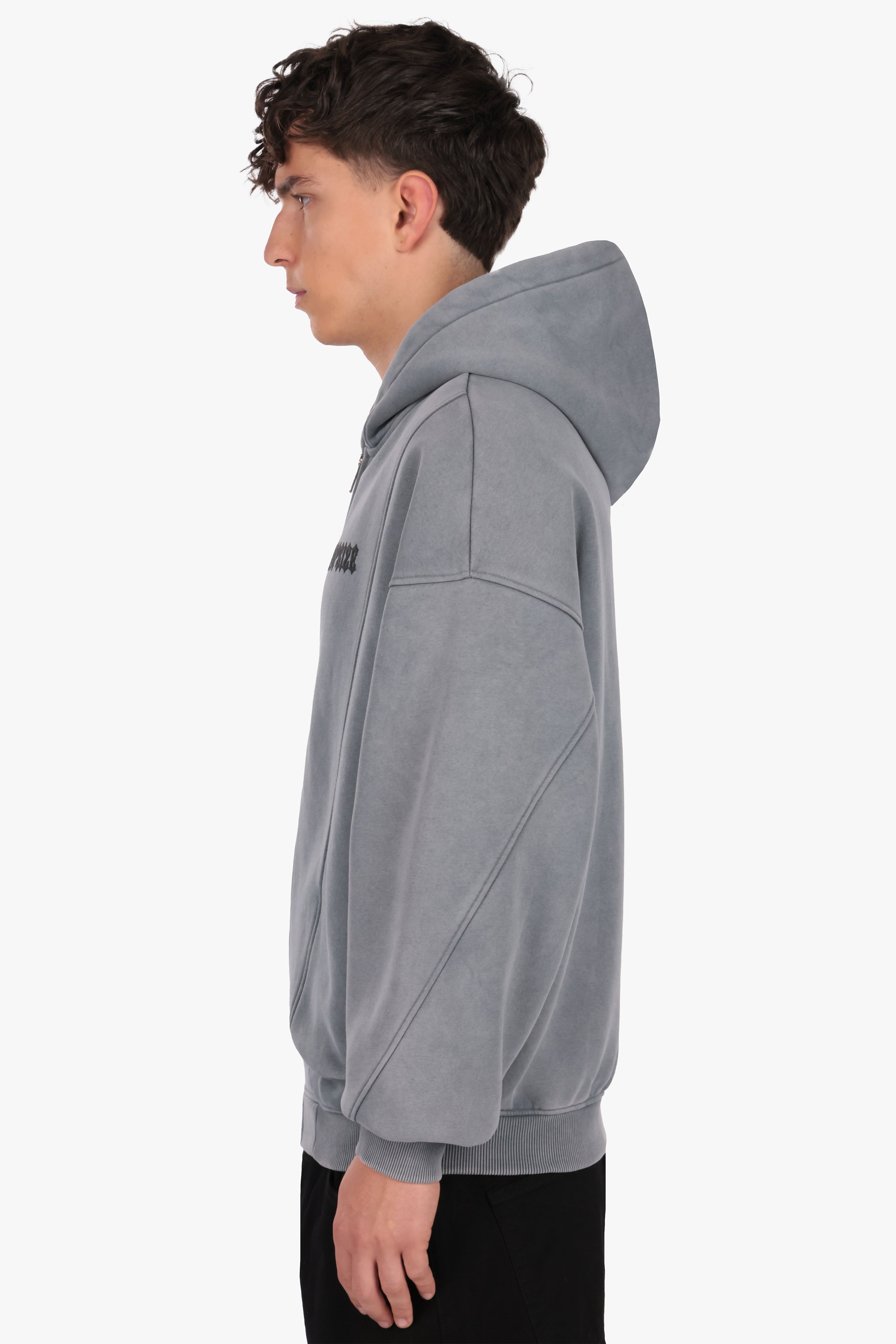 OVERSIZE ZIP-HOODIE VINTAGE LOOK GREY