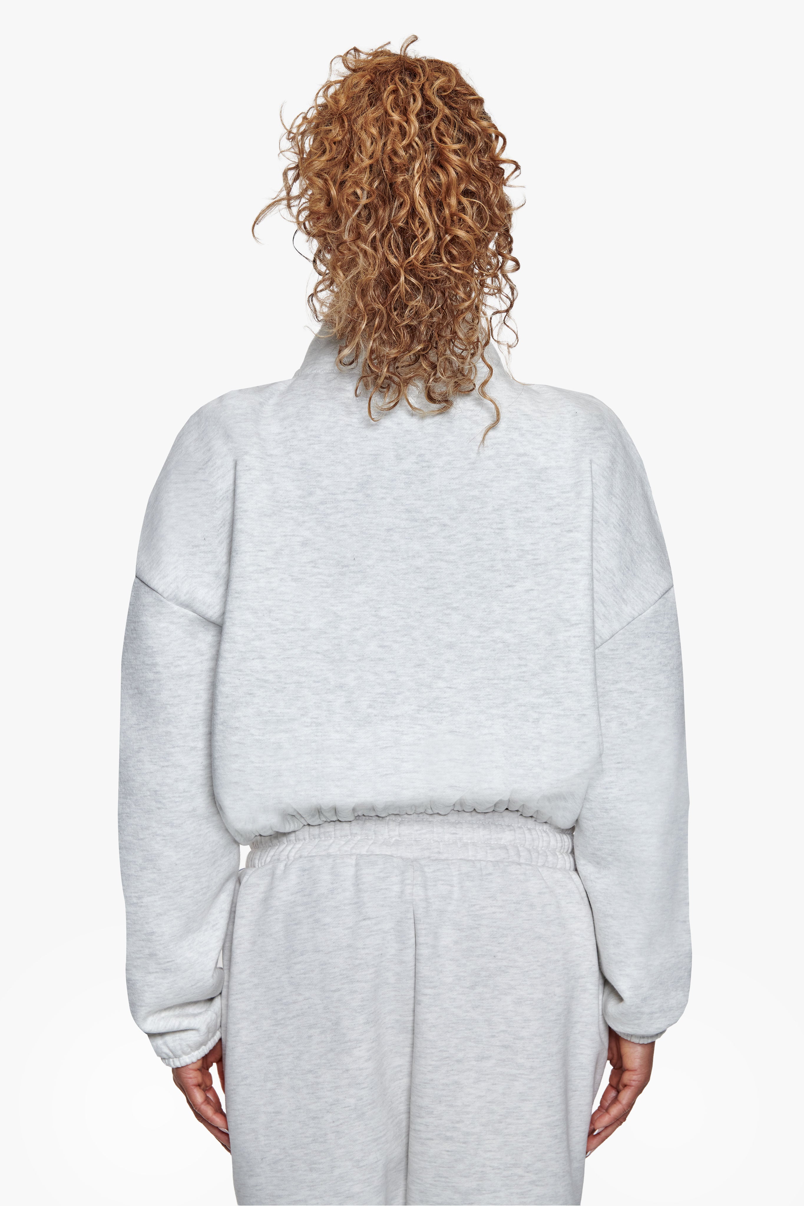 CONTRAST EMBROIDERY WOMEN ZIPPER GREY MELANGE