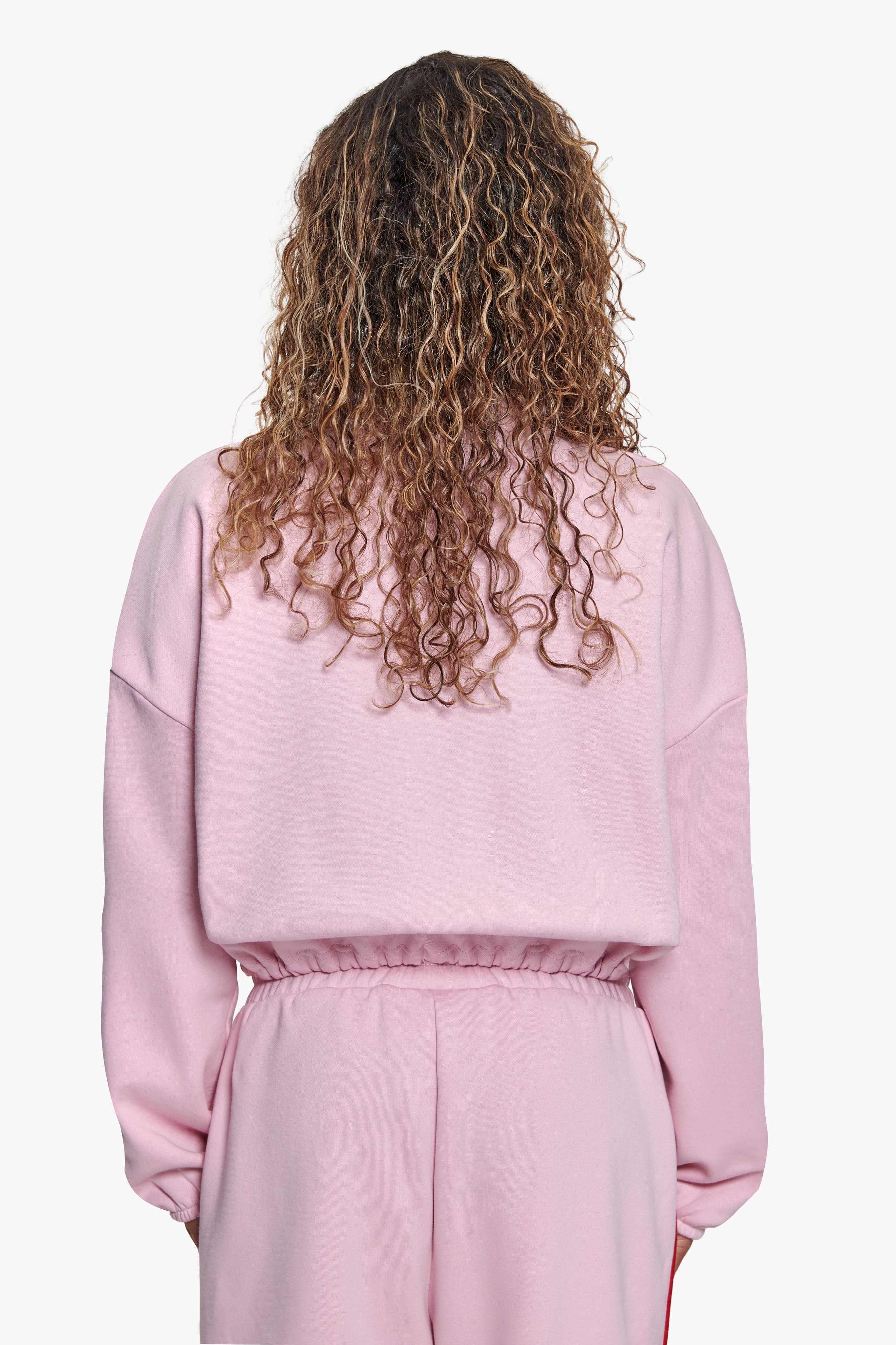 CONTRAST EMBROIDERY WOMEN ZIPPER PINK