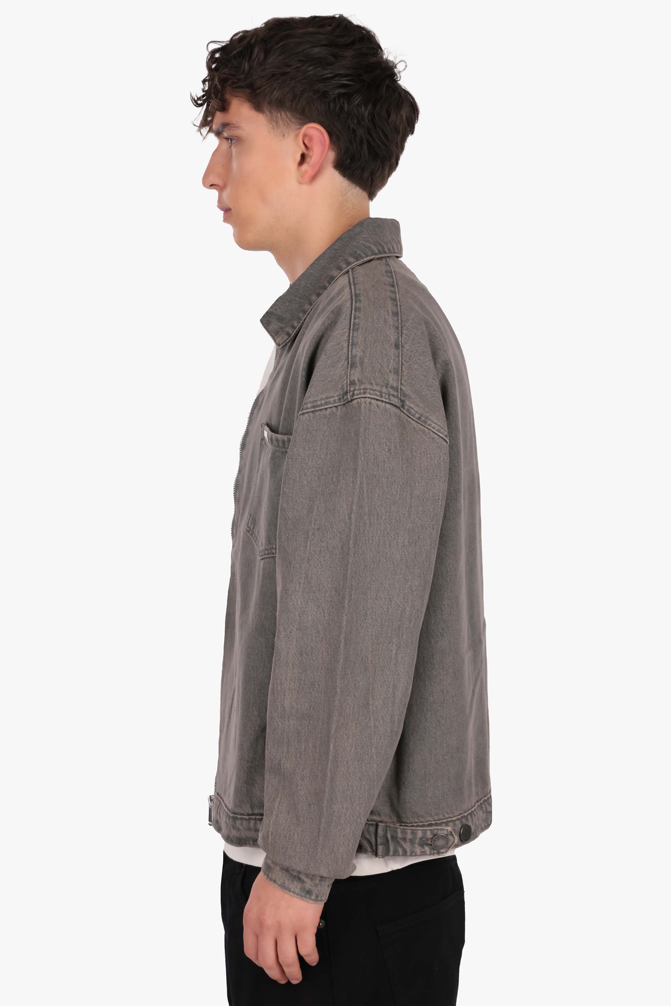 SINGLE POCKET JEANS JACKET GREY WASHED