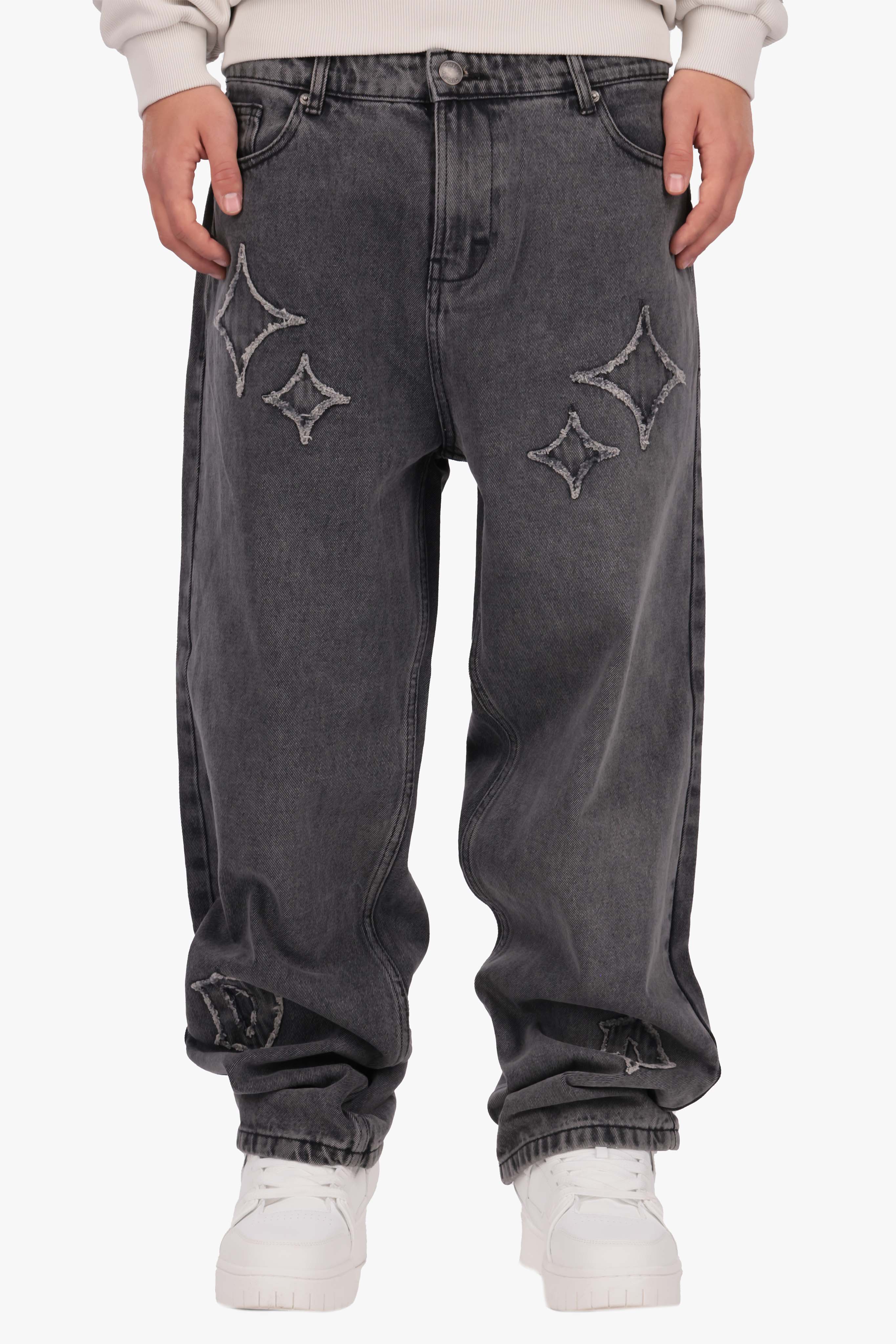 LOOSE FIT APPLICATION JEANS WASHED BLACK