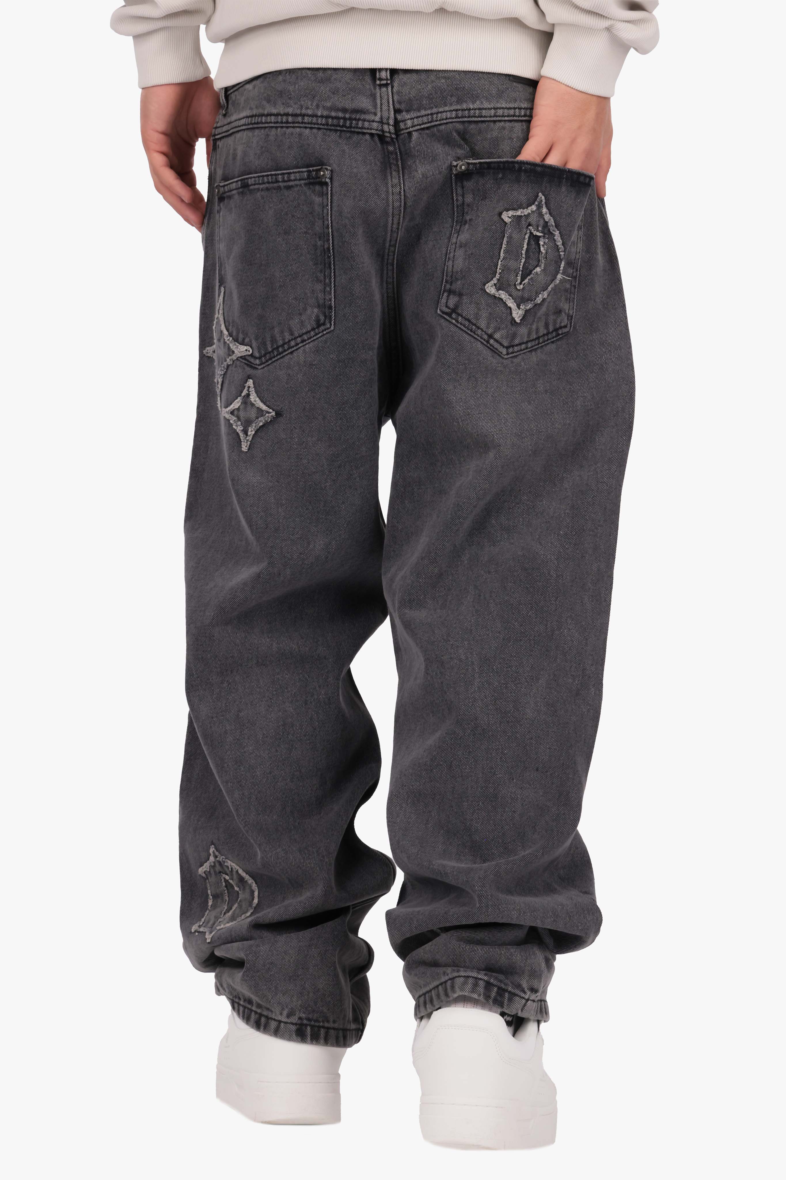 LOOSE FIT APPLICATION JEANS WASHED BLACK
