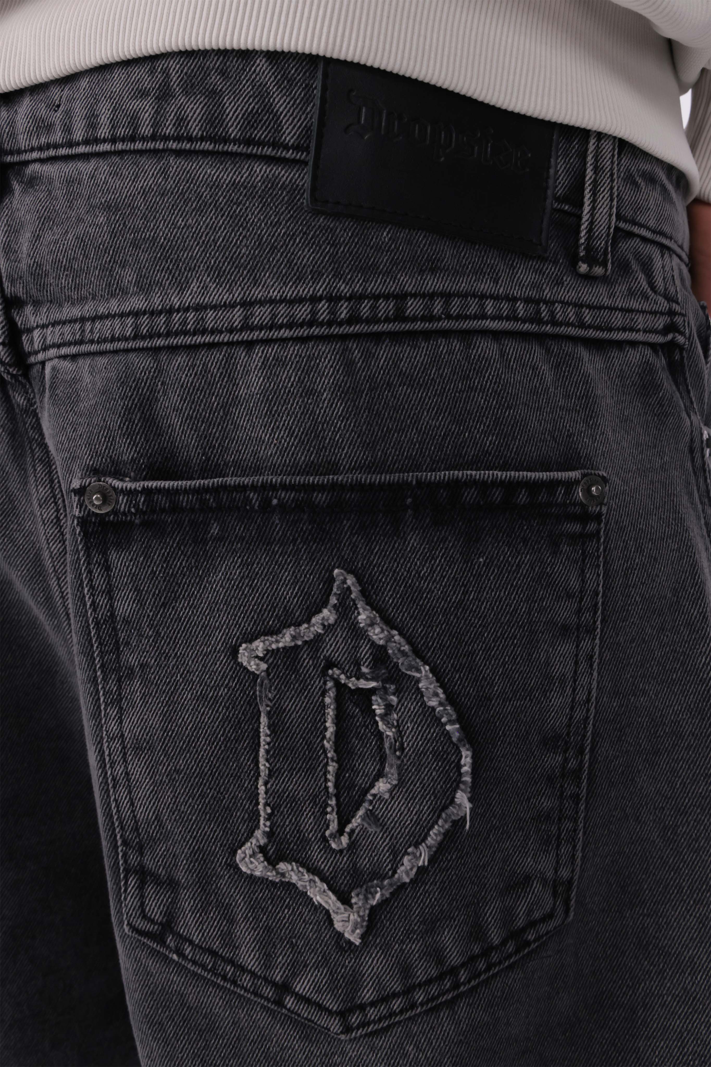 LOOSE FIT APPLICATION JEANS WASHED BLACK