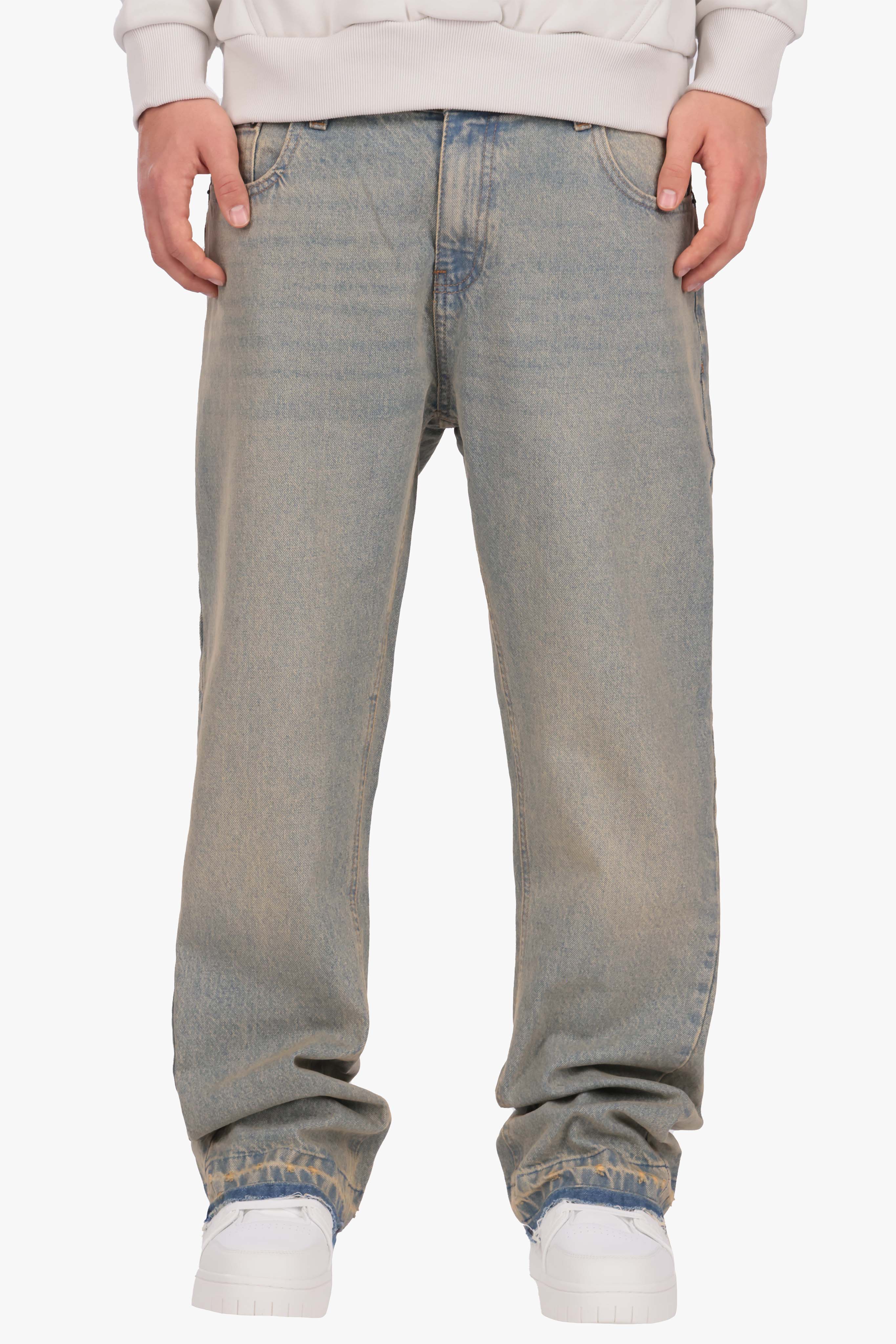 FLARE FIT JEANS WASHED BLUE