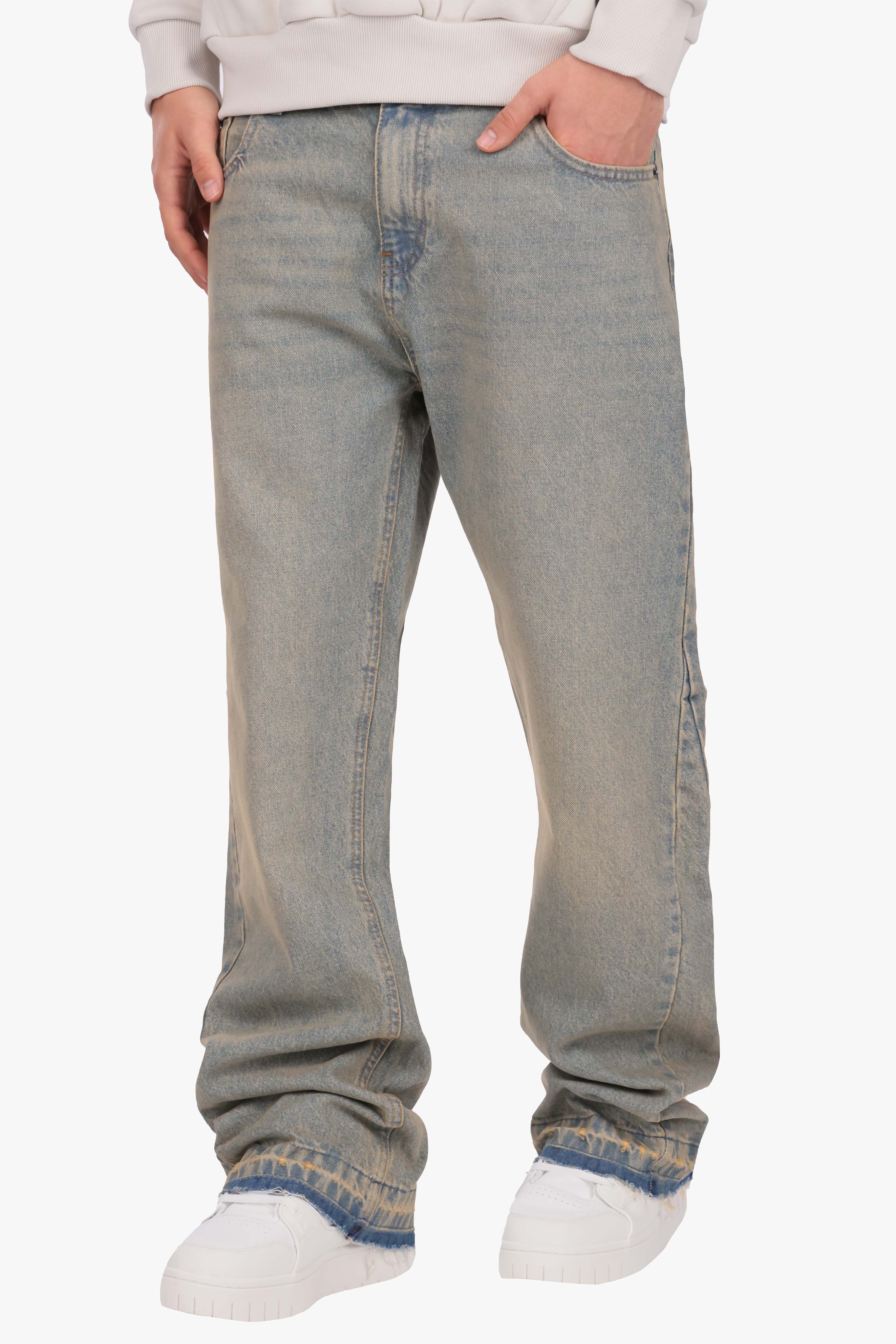 FLARE FIT JEANS WASHED BLUE