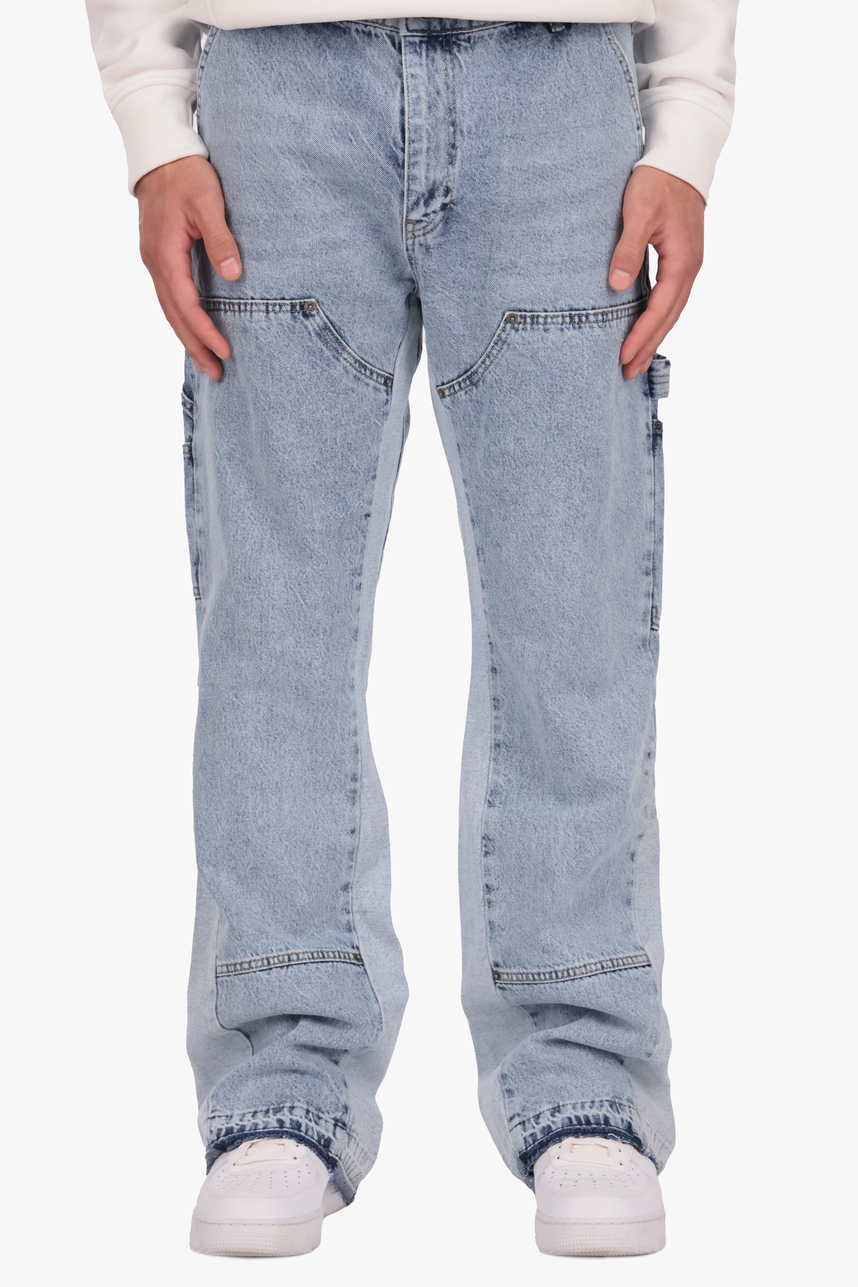 FLARE FIT CARPENTER DETAIL JEANS LIGHT BLUE