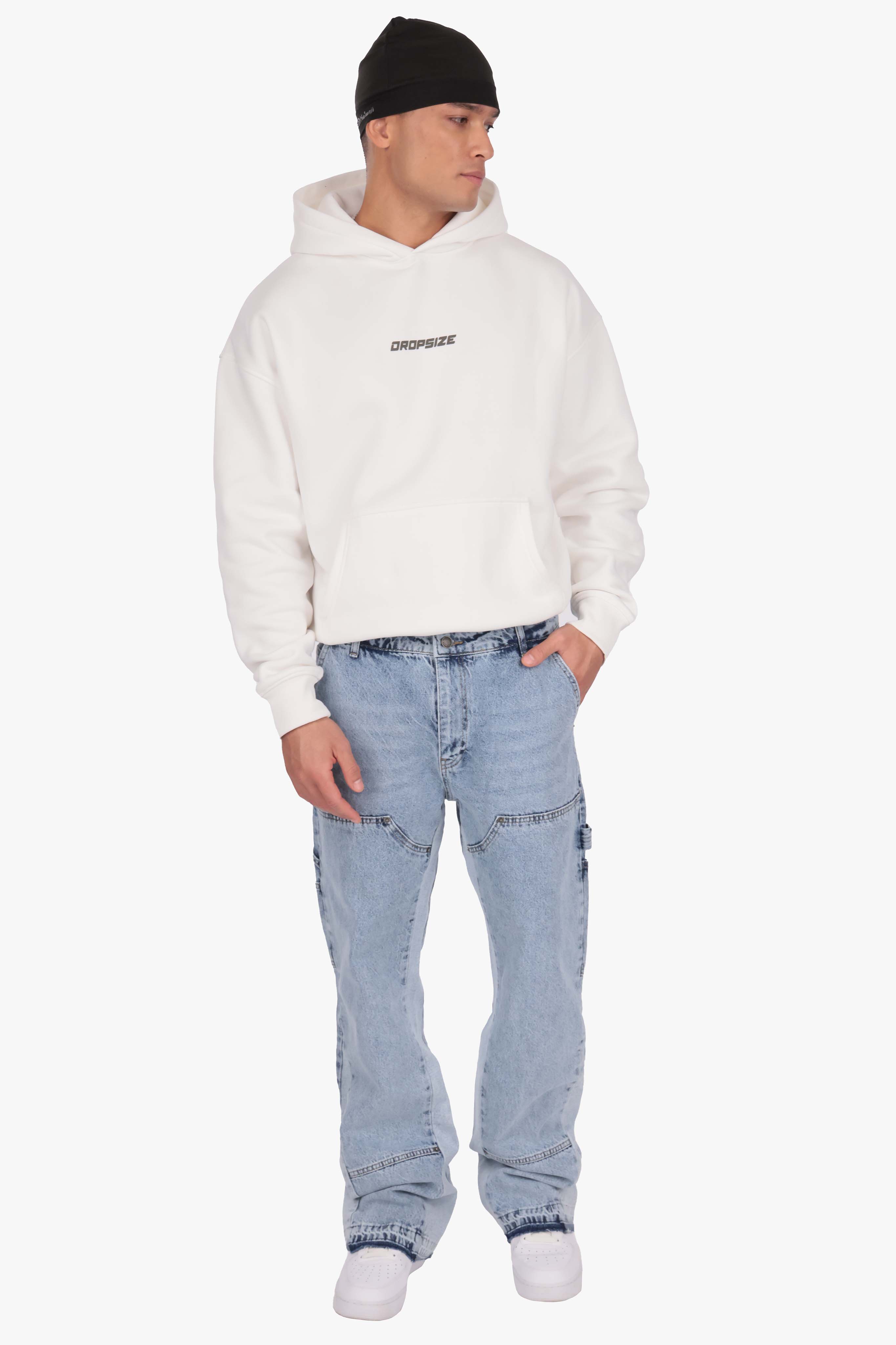 FLARE FIT CARPENTER DETAIL JEANS LIGHT BLUE