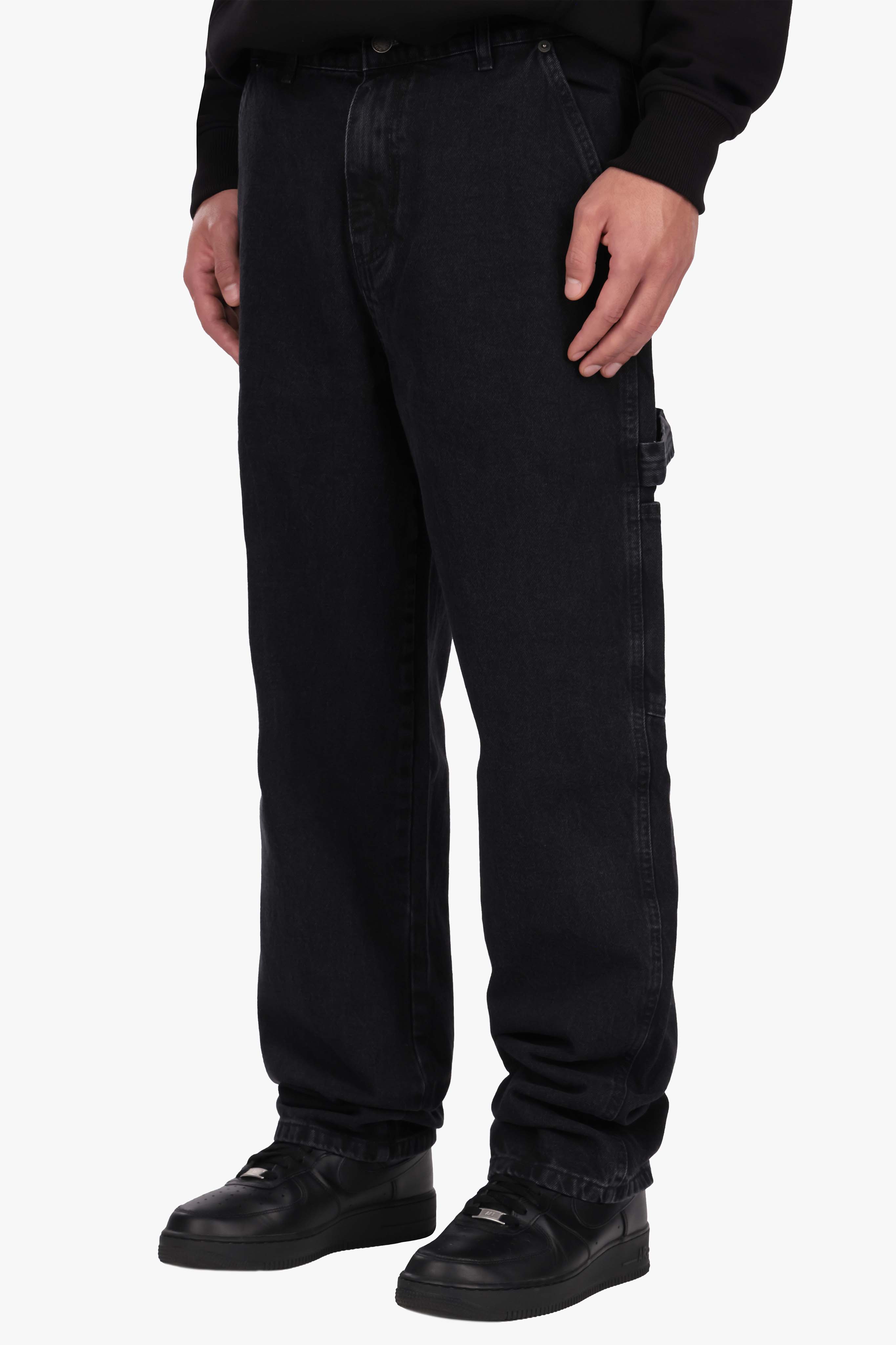 STRAIGHT LEG CARPENTER DETAIL JEANS BLACK