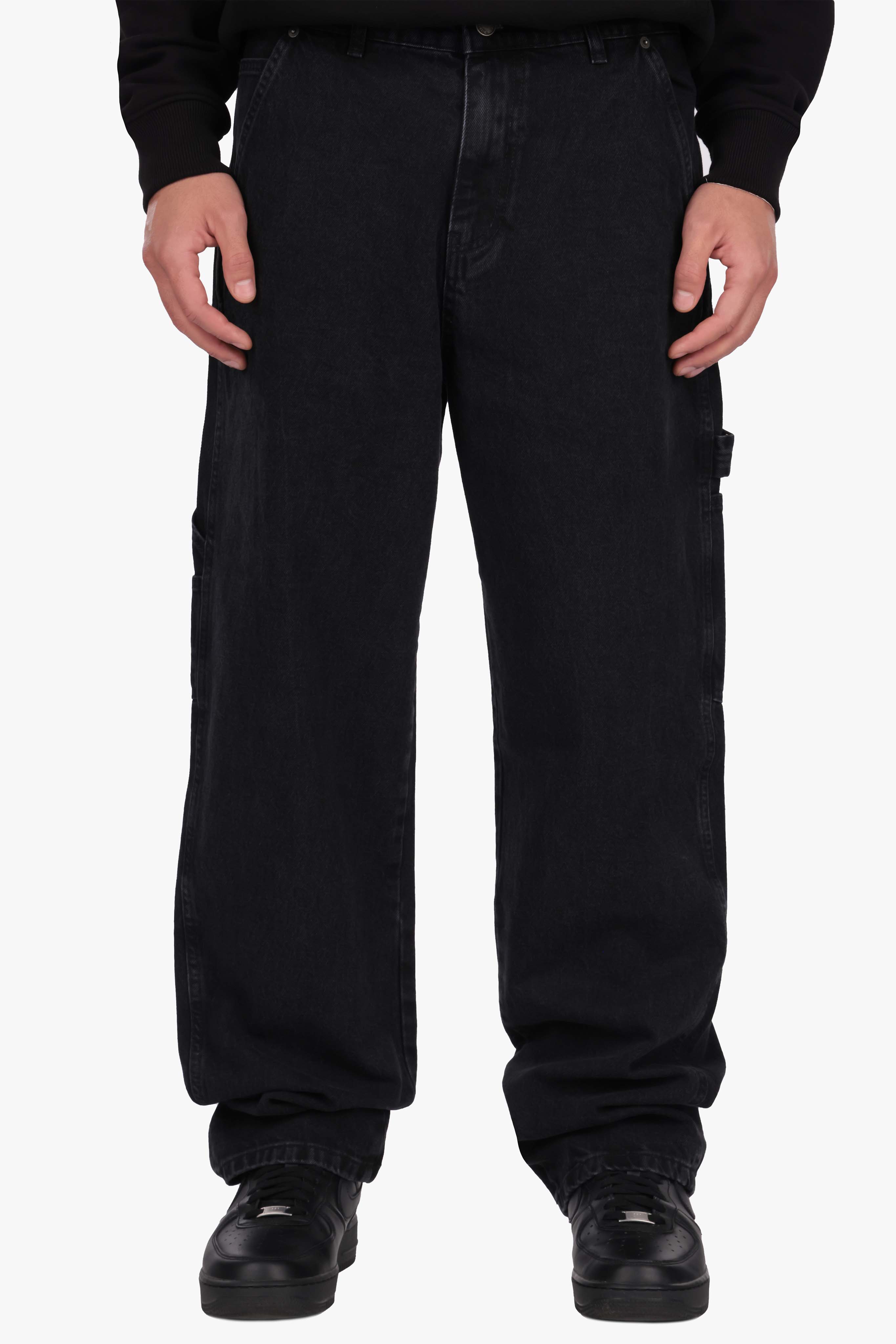 STRAIGHT LEG CARPENTER DETAIL JEANS BLACK