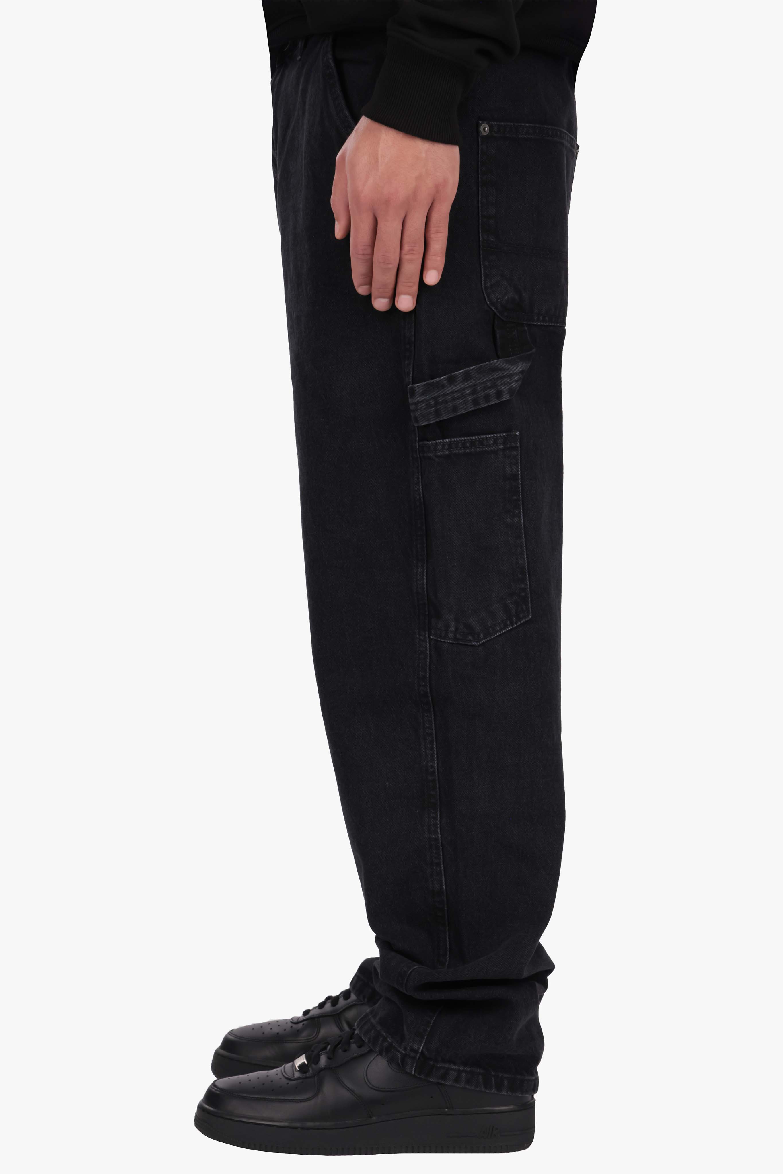 STRAIGHT LEG CARPENTER DETAIL JEANS BLACK