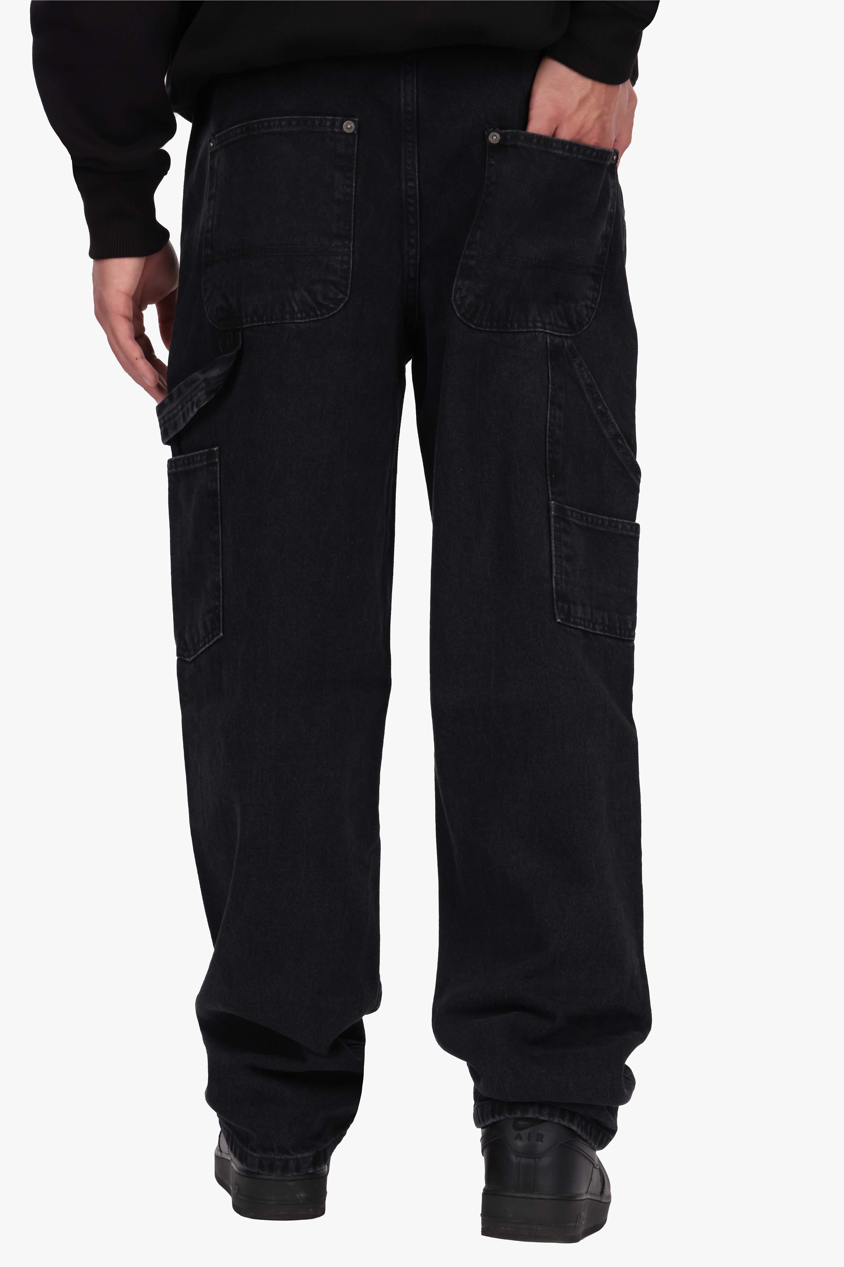 STRAIGHT LEG CARPENTER DETAIL JEANS BLACK