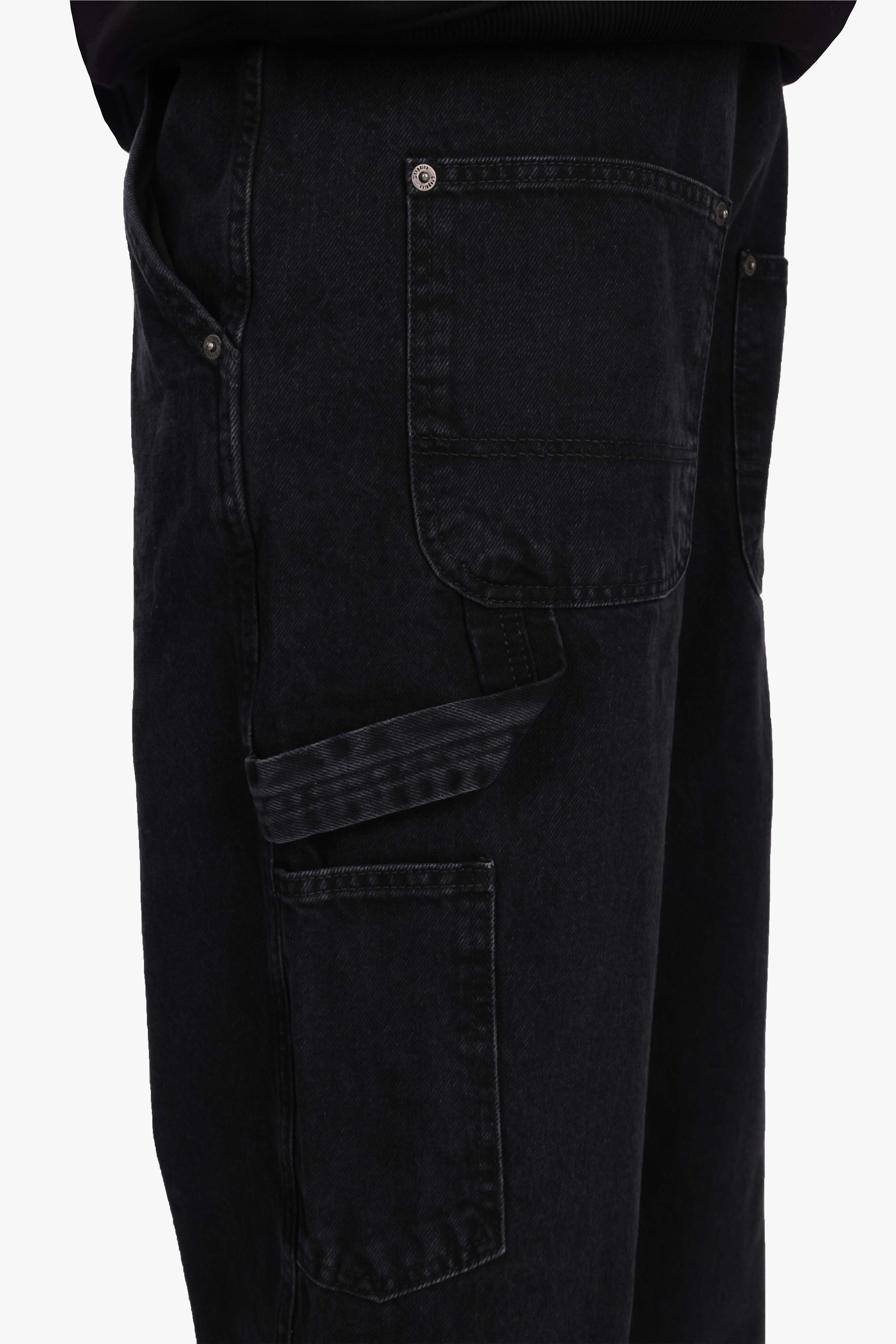 STRAIGHT LEG CARPENTER DETAIL JEANS BLACK