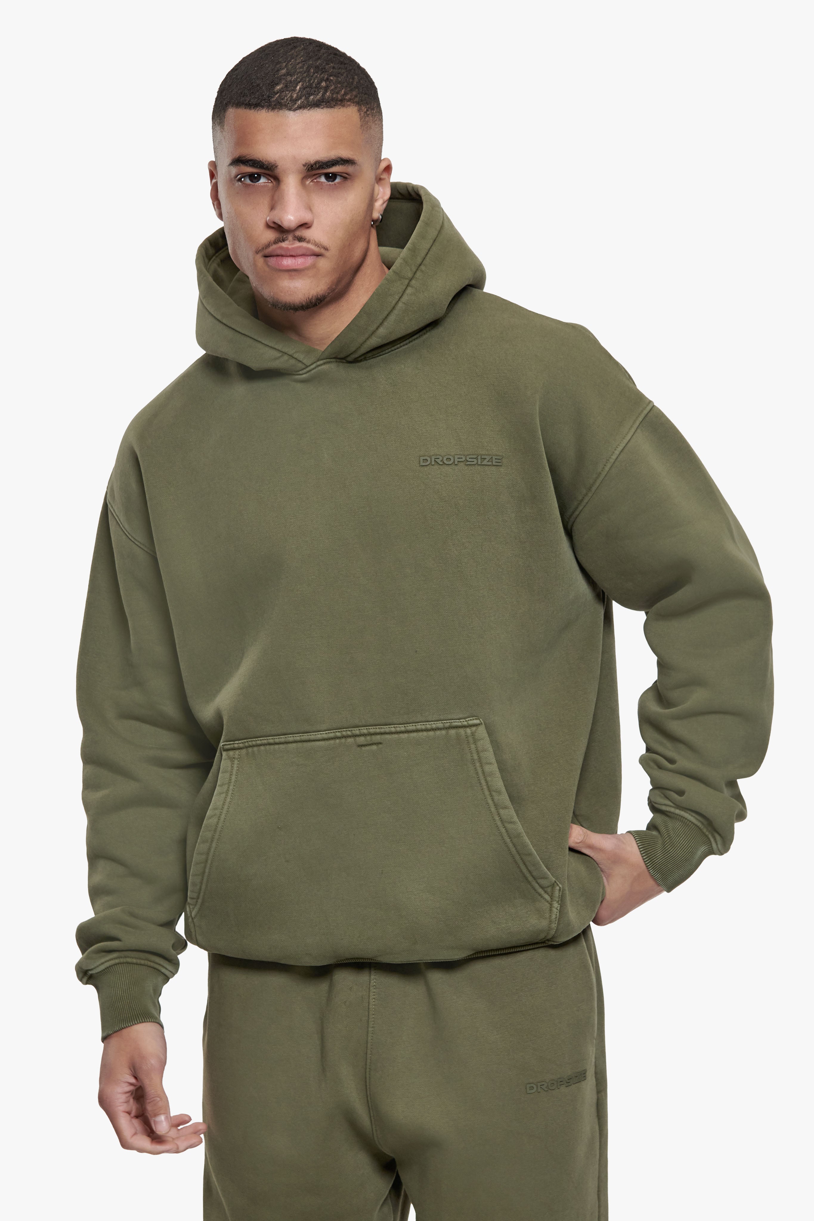 HD LOGO HOODIE ACID WASHED OLIVE