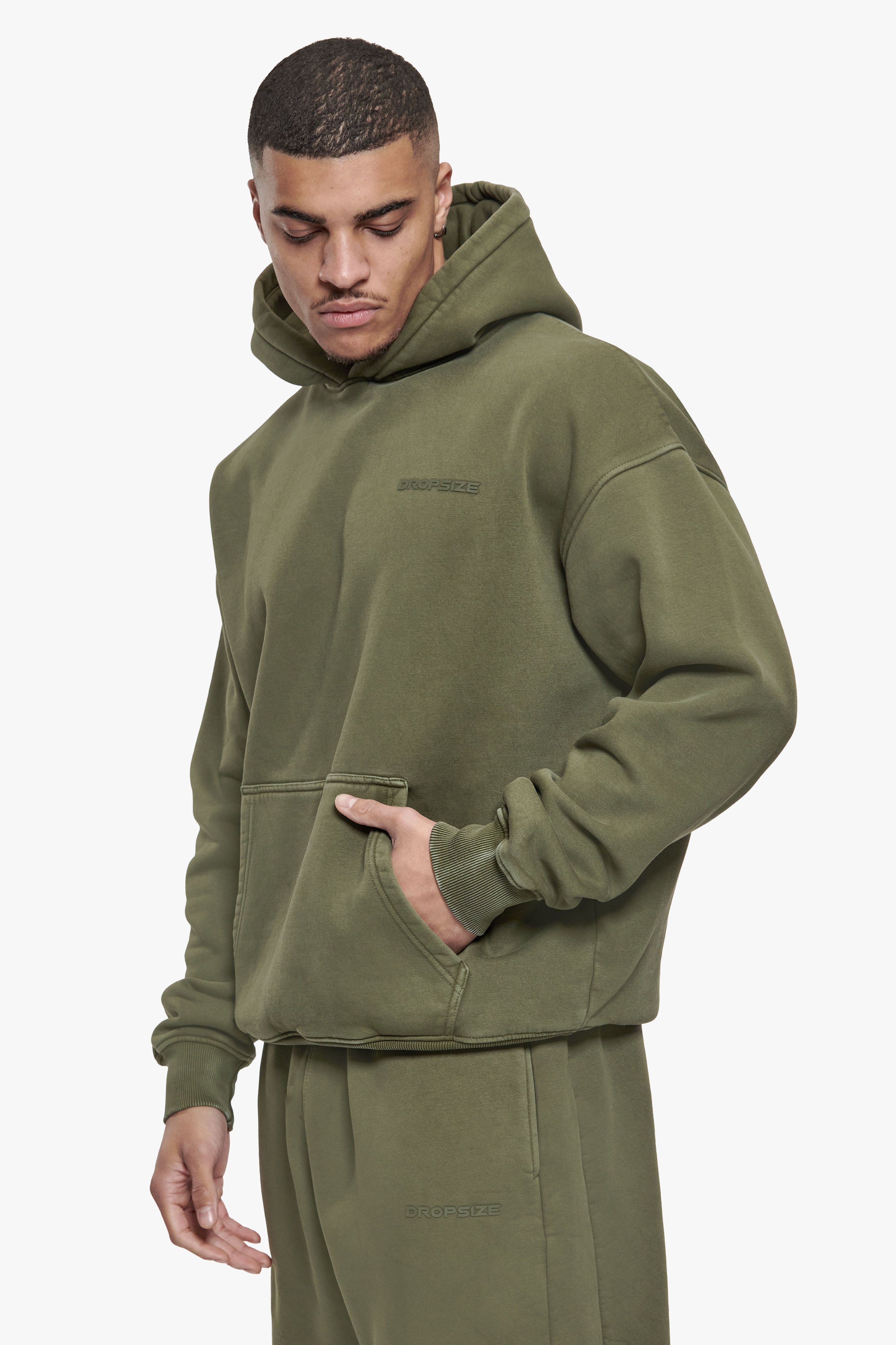 HD LOGO HOODIE ACID WASHED OLIVE