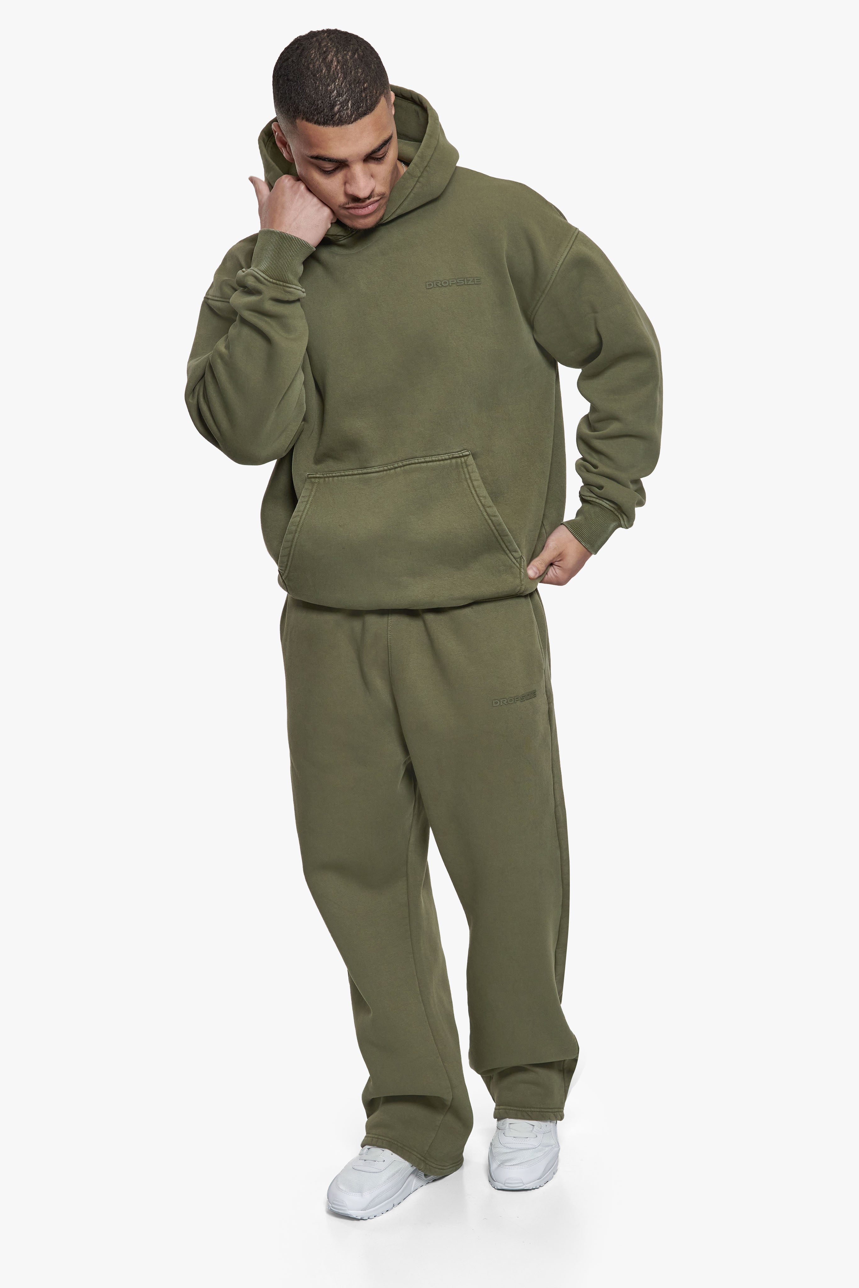 HD LOGO HOODIE ACID WASHED OLIVE