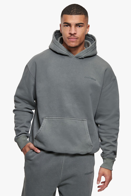 HD LOGO HOODIE ACID WASHED LIGHT GREY
