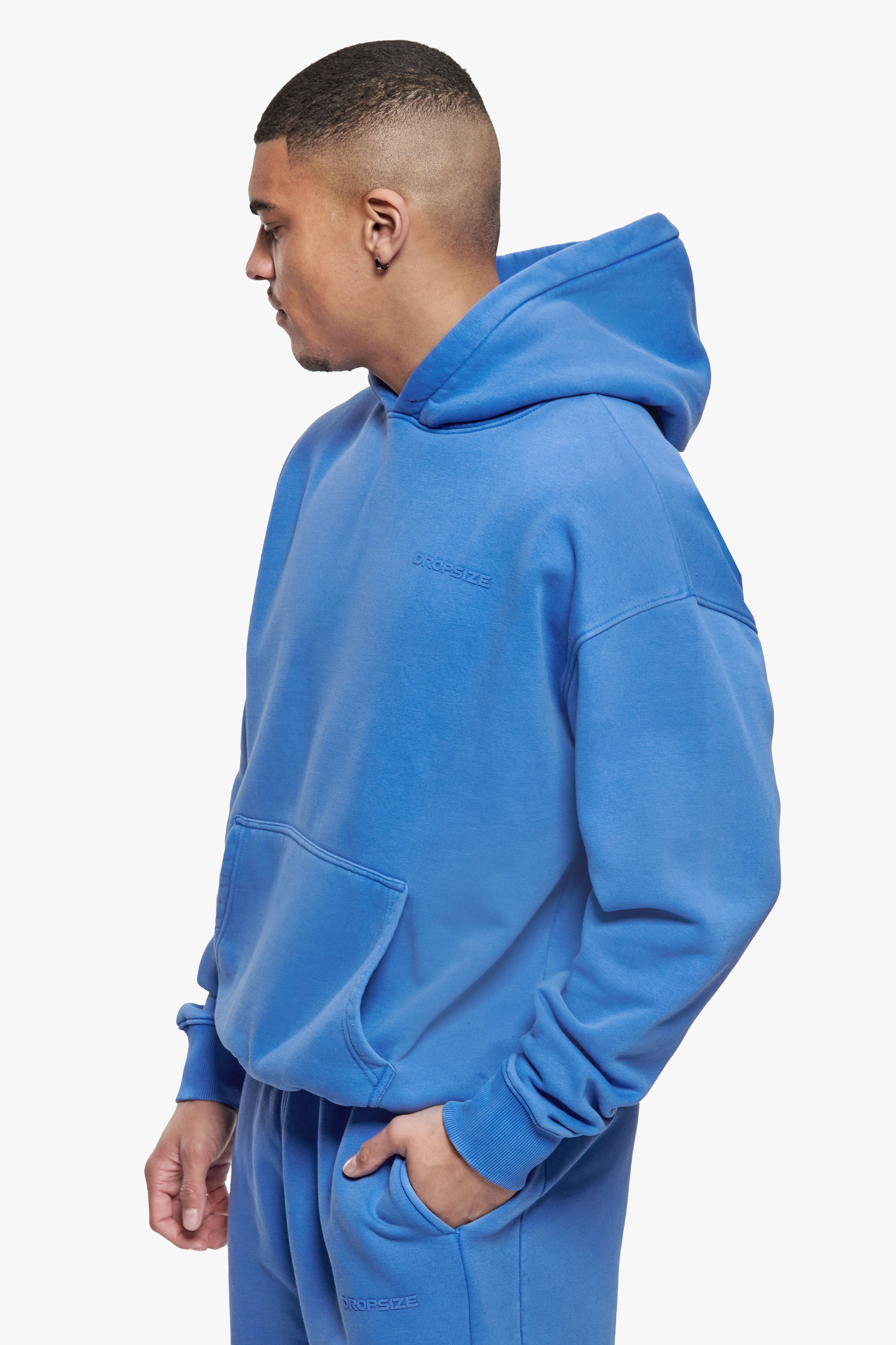 HEAVY OVERSIZE HD LOGO HOODIE WASHED BLUE