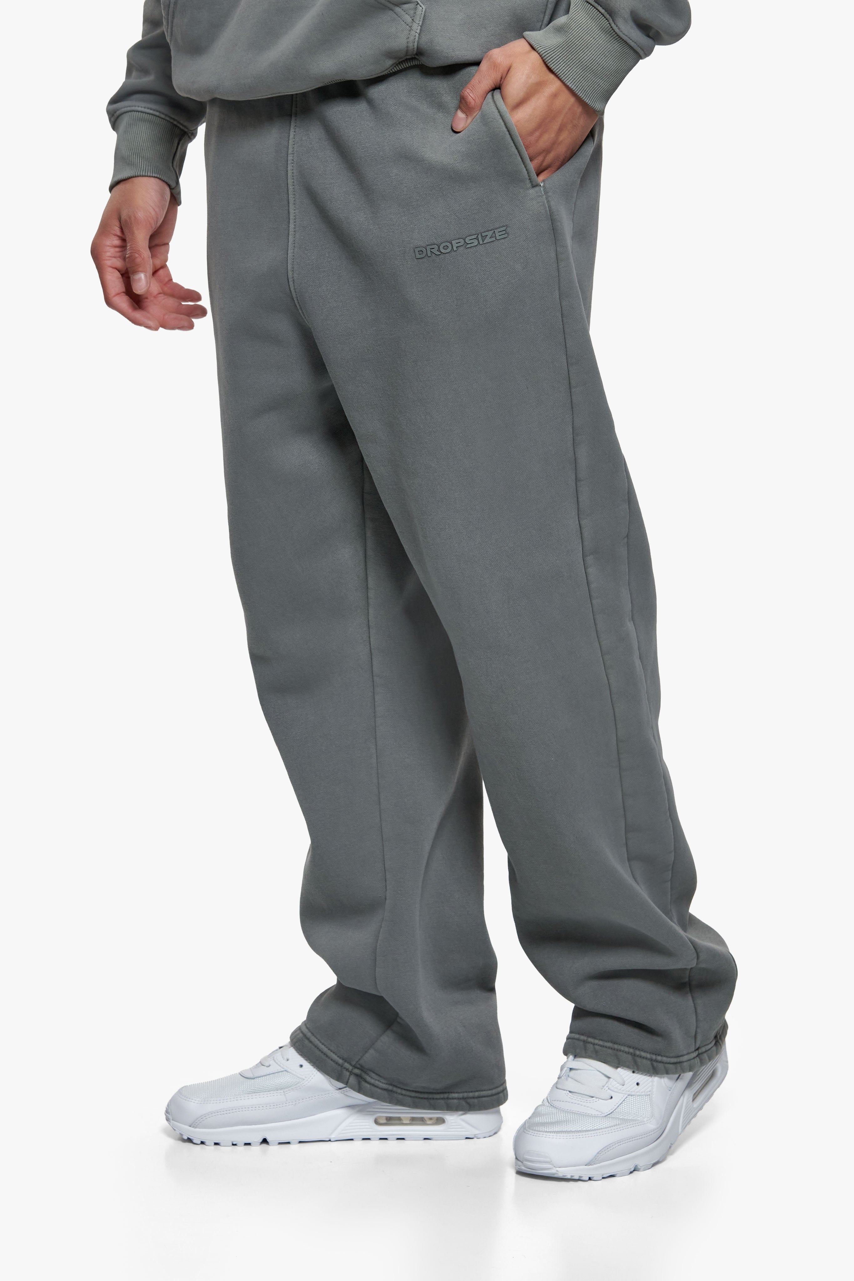 HD OPEN LEG JOGGER ACID WASHED LIGHT GREY