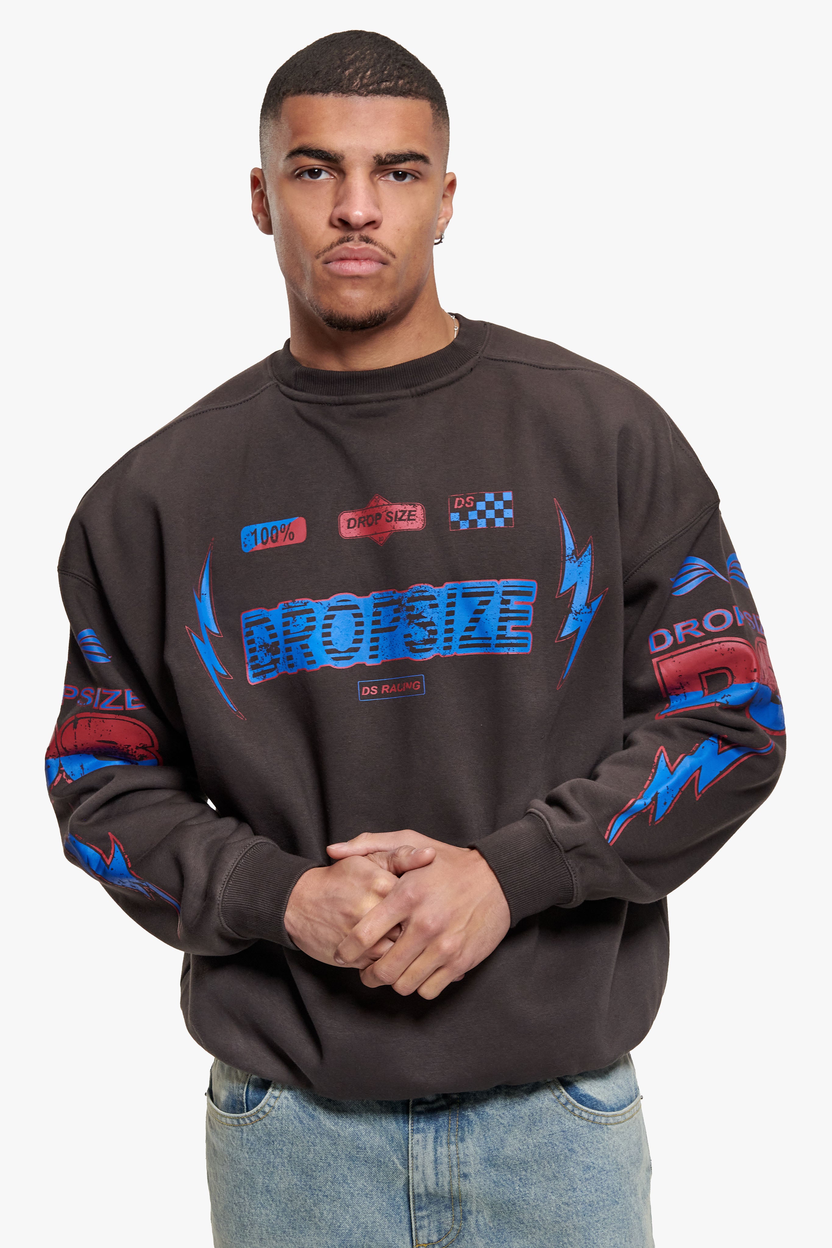 HEAVY OVERSIZE RACING SWEATER WASHED BLACK
