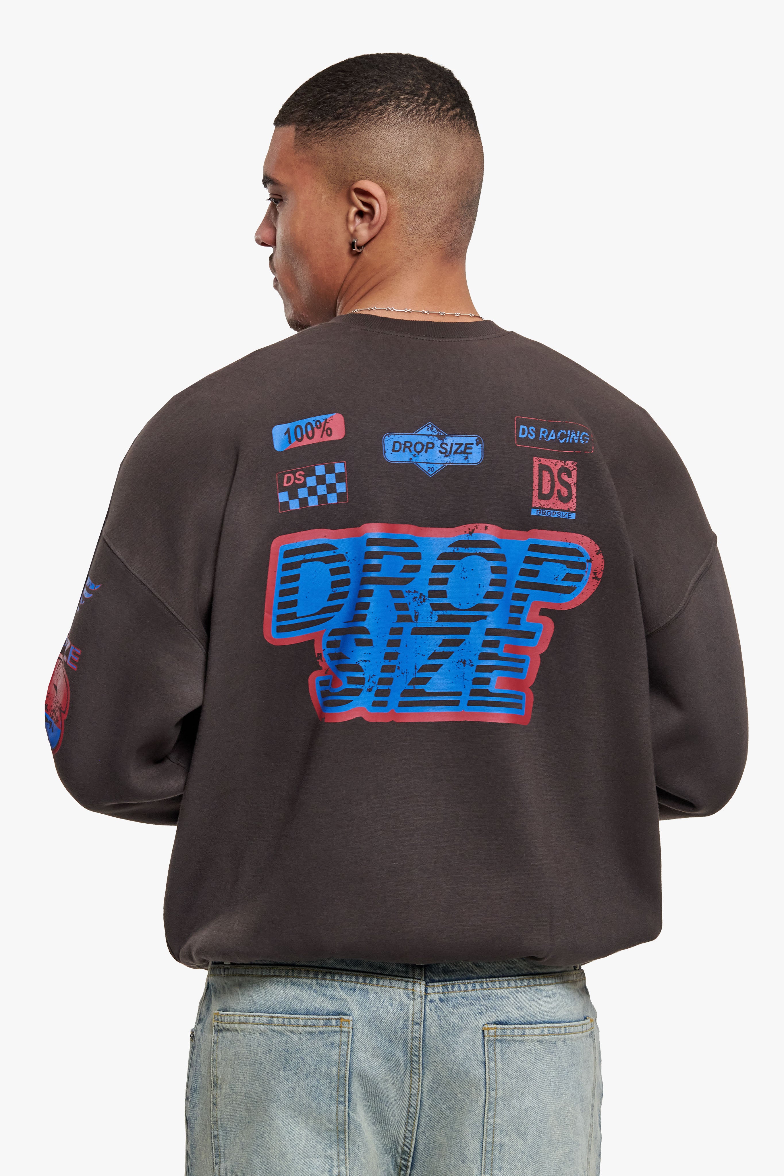 HEAVY OVERSIZE RACING SWEATER WASHED BLACK