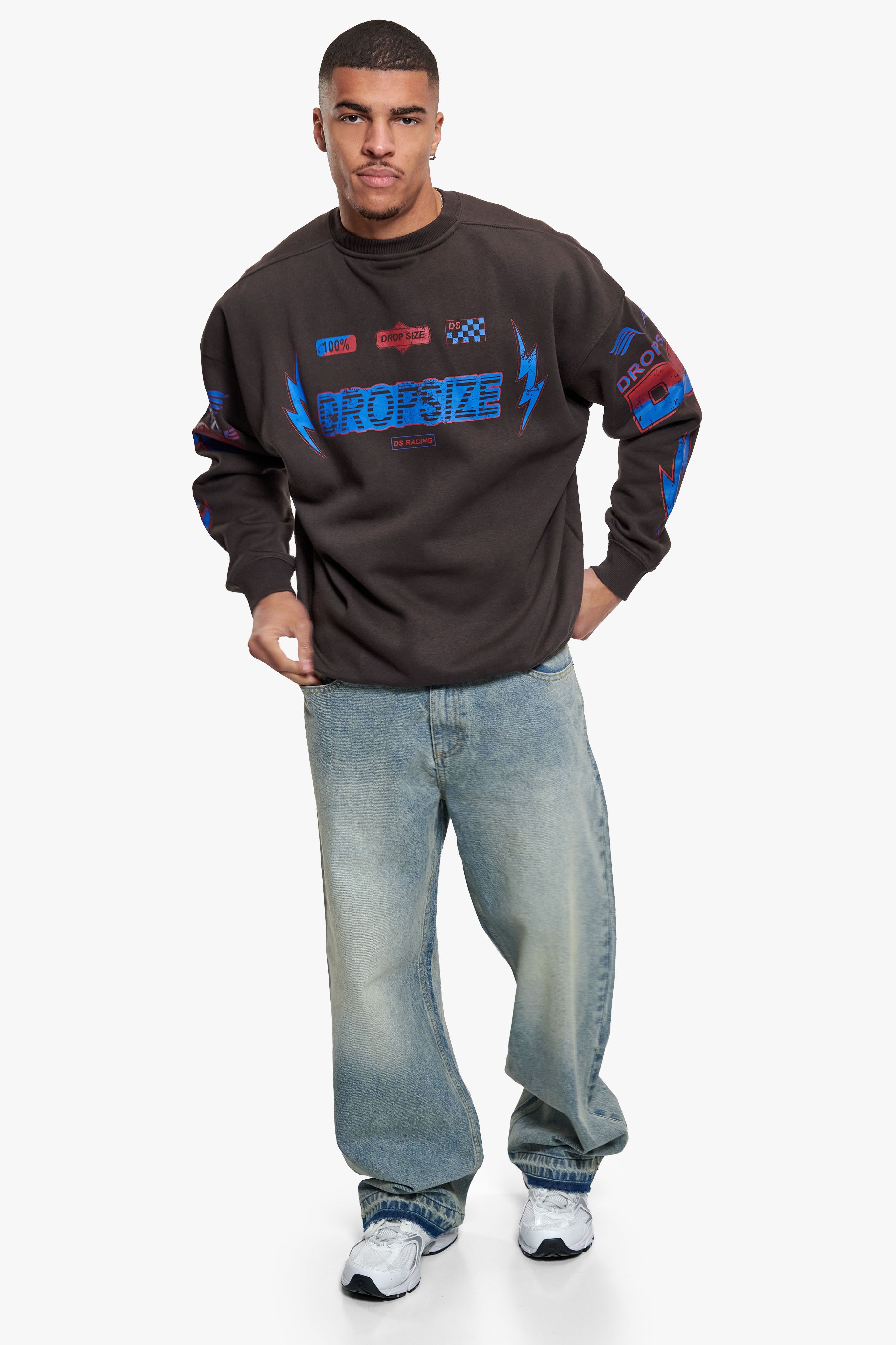 HEAVY OVERSIZE RACING SWEATER WASHED BLACK