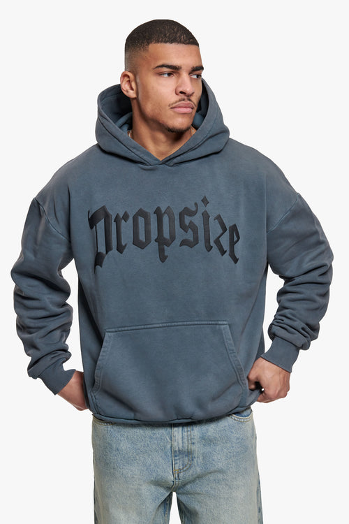HEAVY OVERSIZE PUFFER PRINT HOODIE WASHED GREY