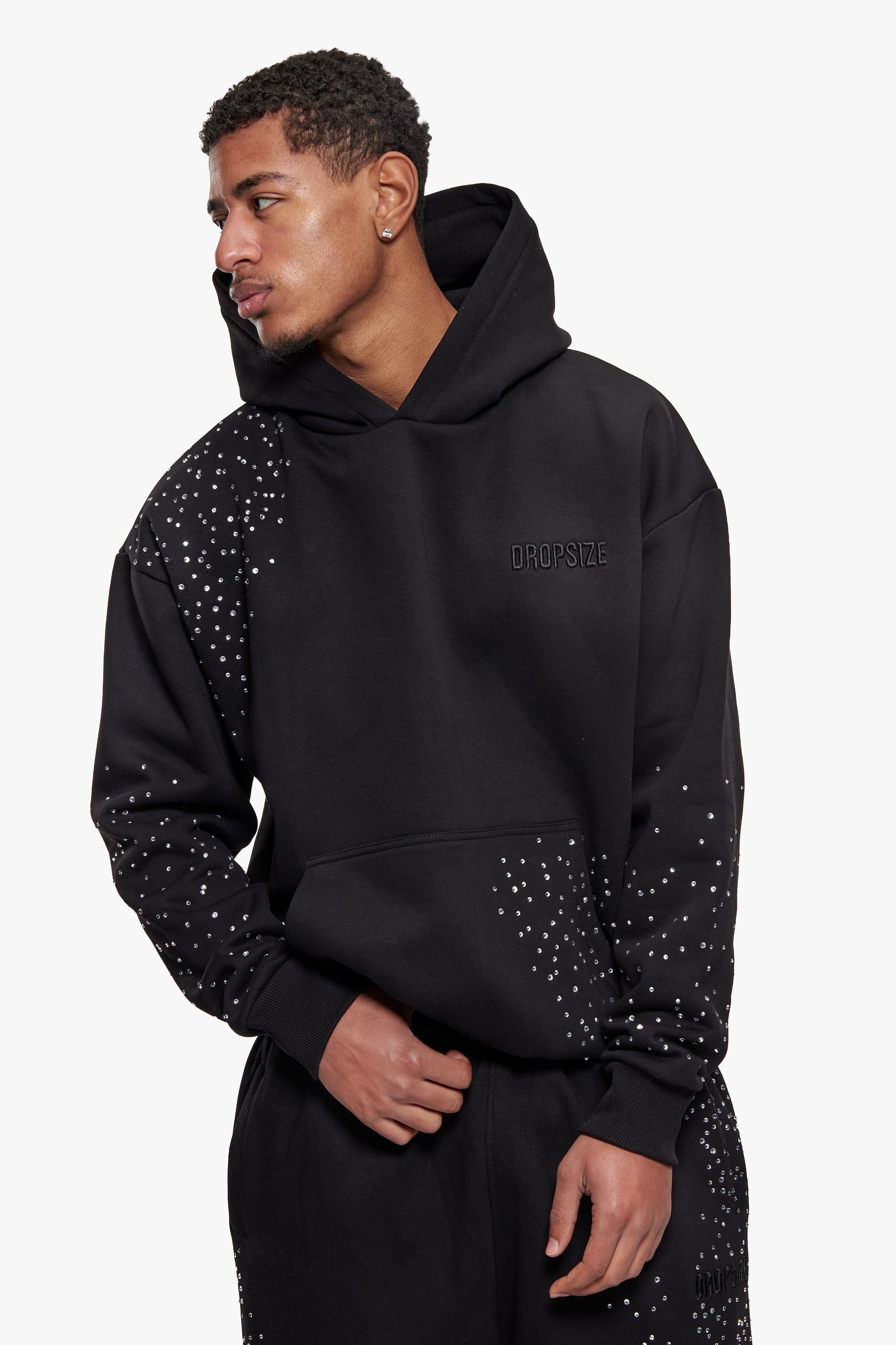 RHINESTONE HOODIE  BLACK