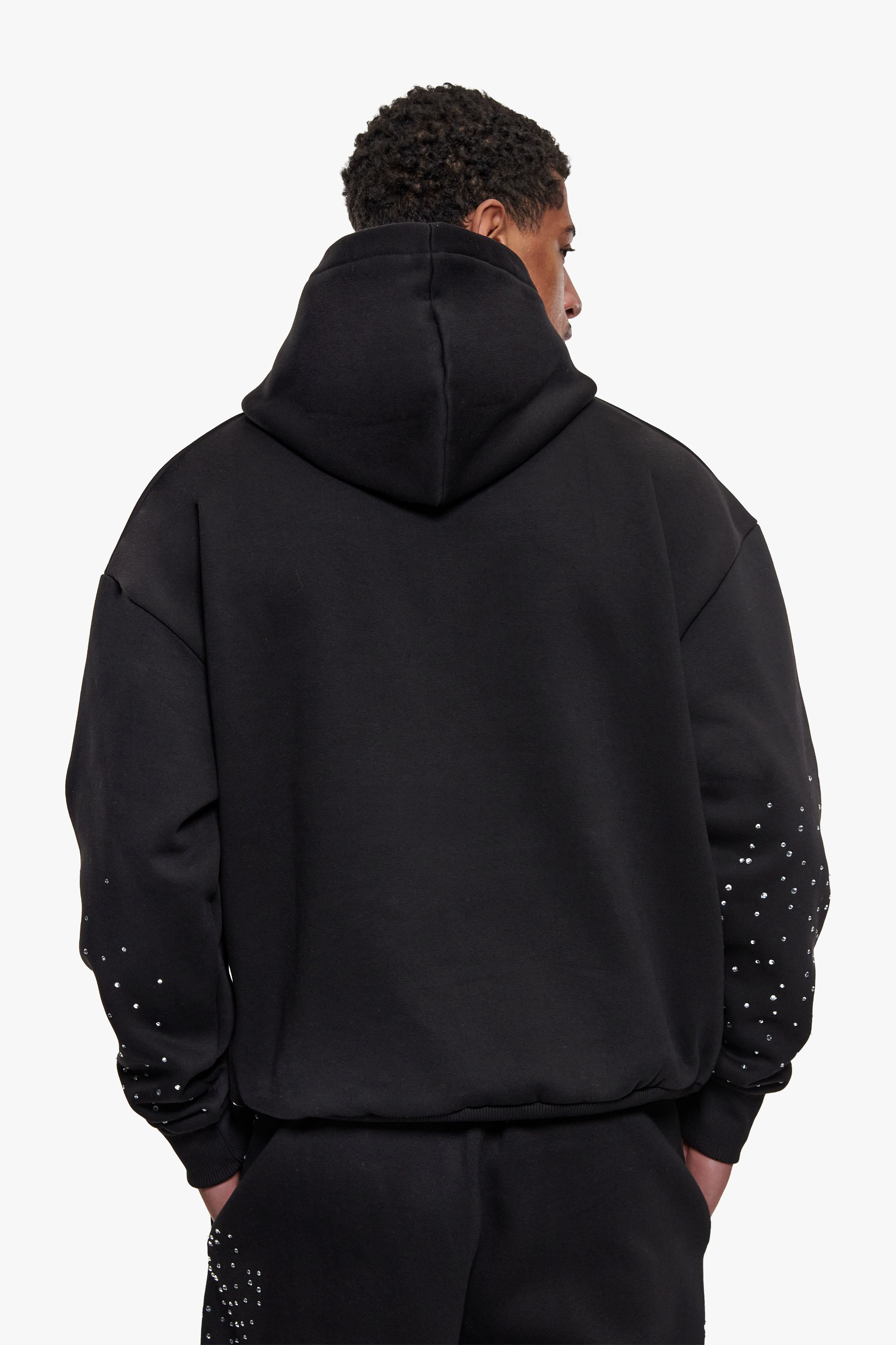 RHINESTONE HOODIE  BLACK