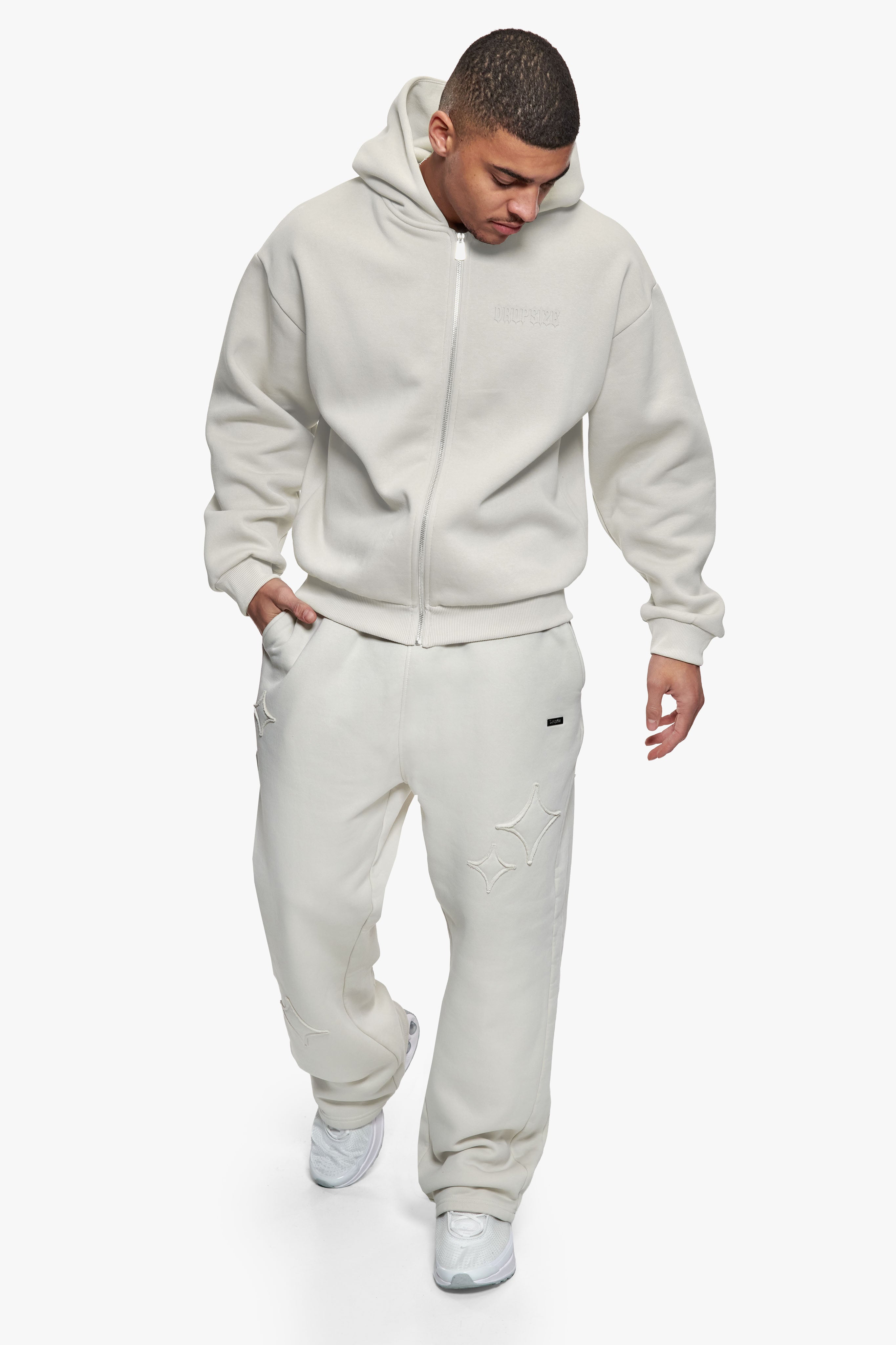 STAR PATCH OPEN LEG JOGGER ACID WASHED GREY