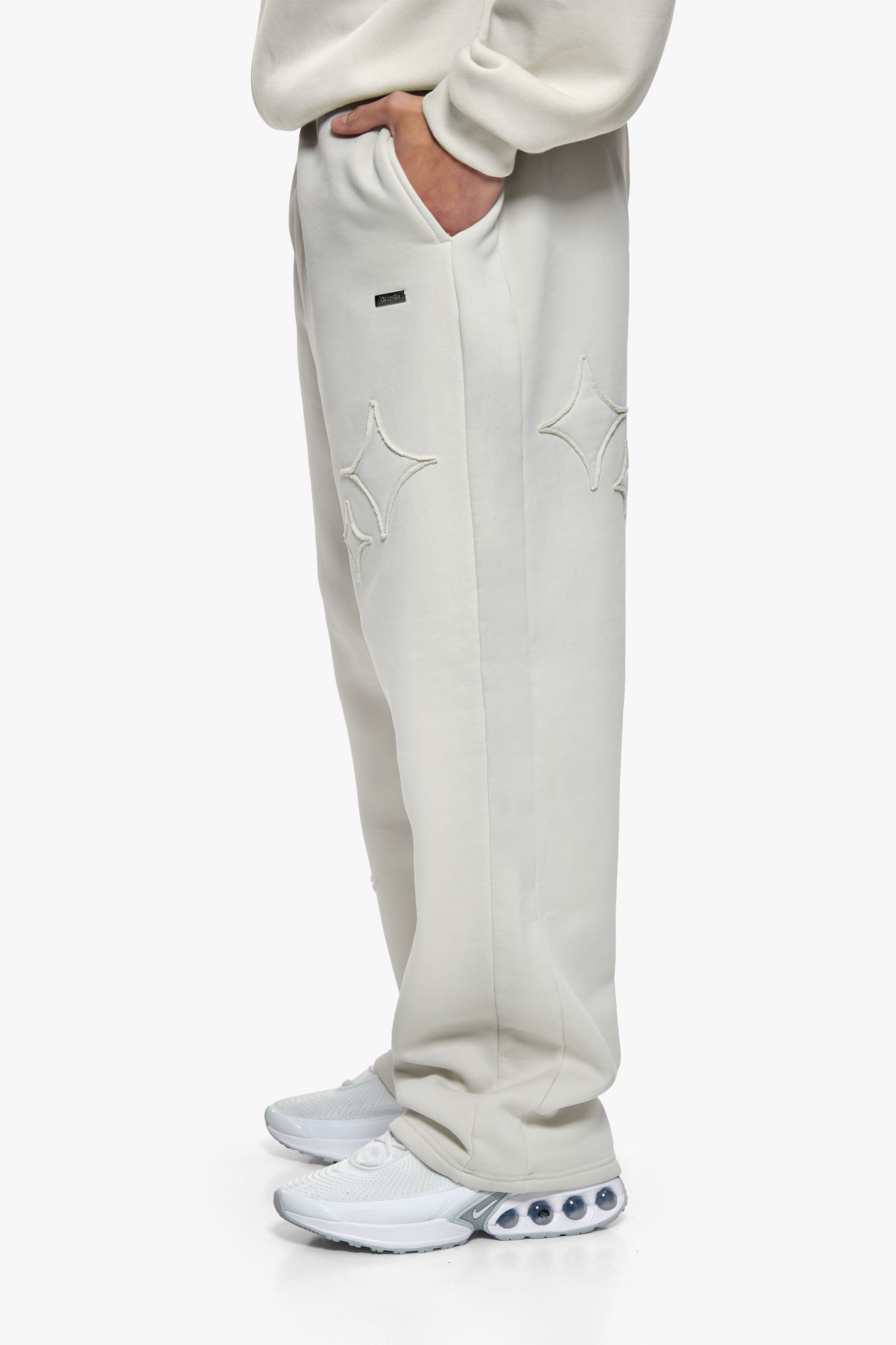 STAR PATCH OPEN LEG JOGGER ACID WASHED GREY