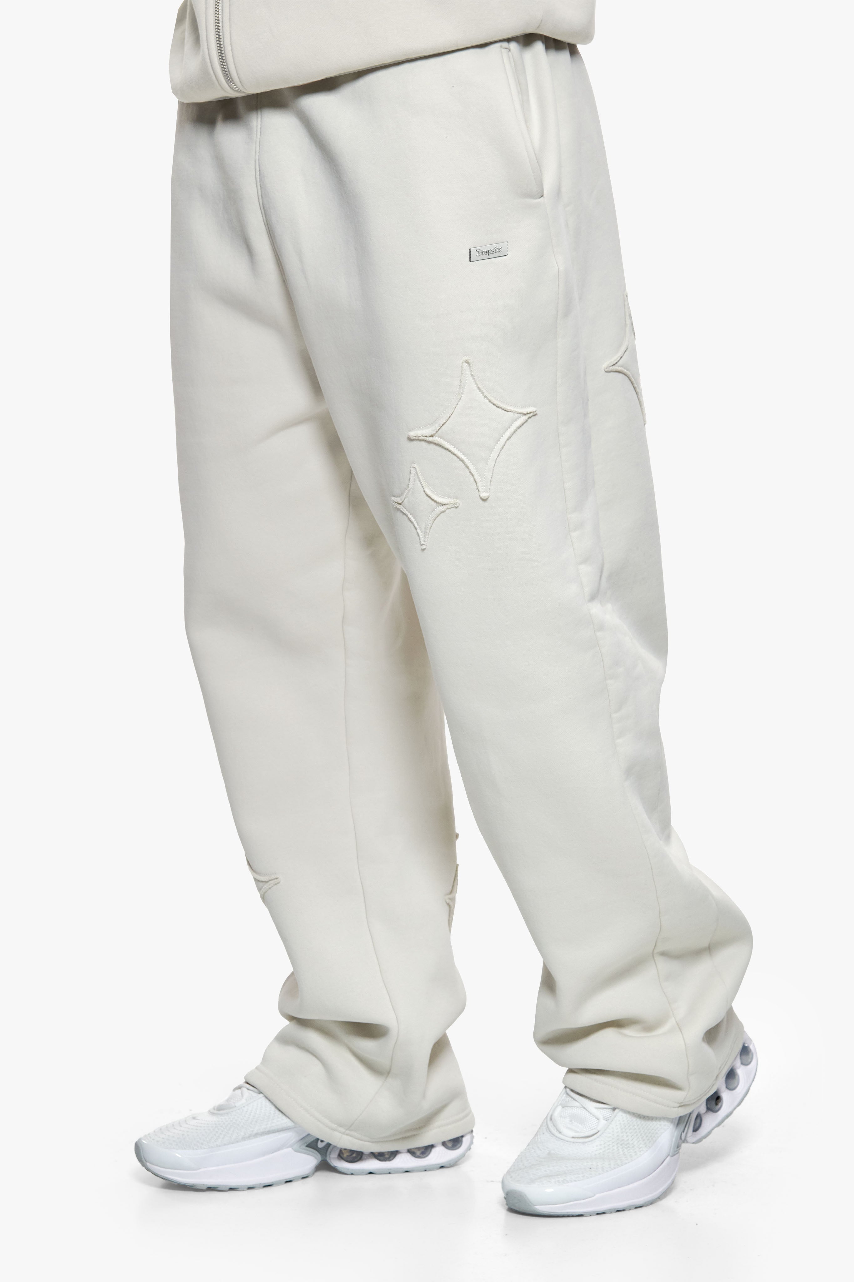 STAR PATCH OPEN LEG JOGGER ACID WASHED GREY