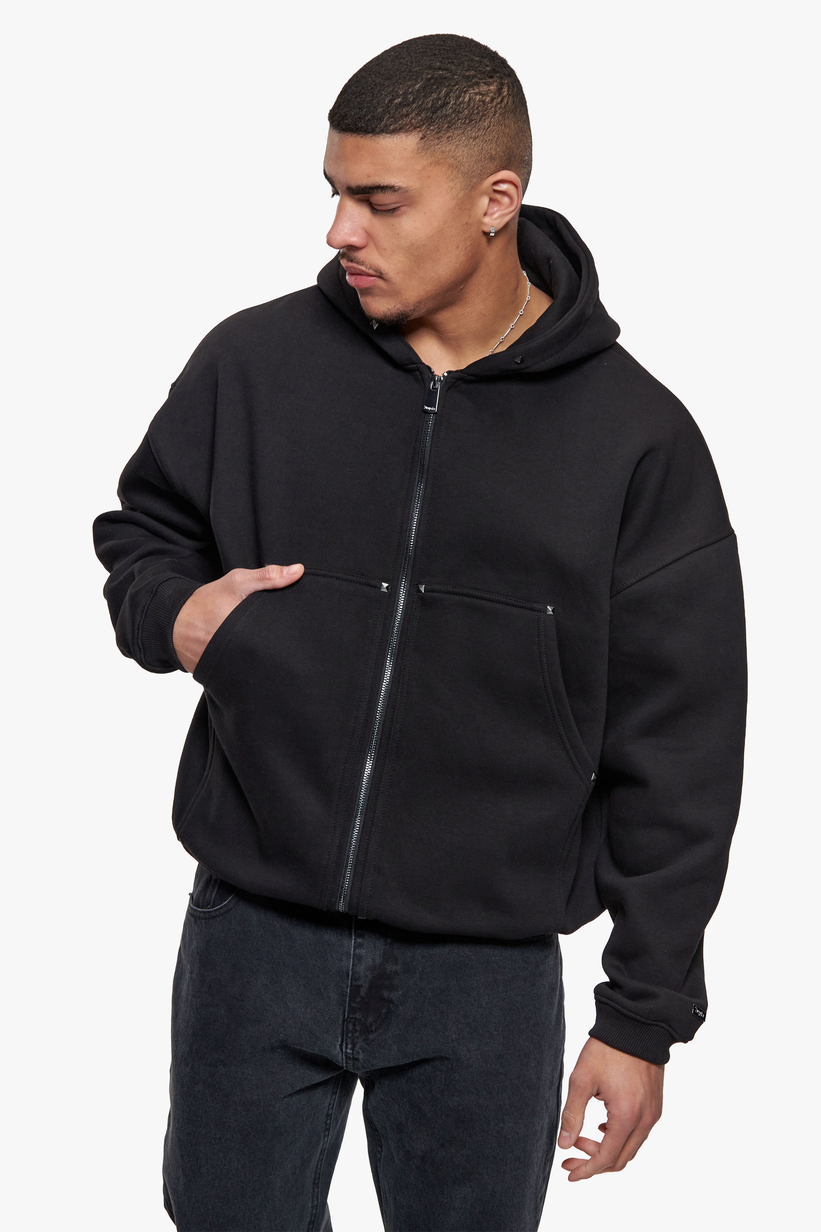 CARPENTER DOUBLE ZIP HOODIE BLACK